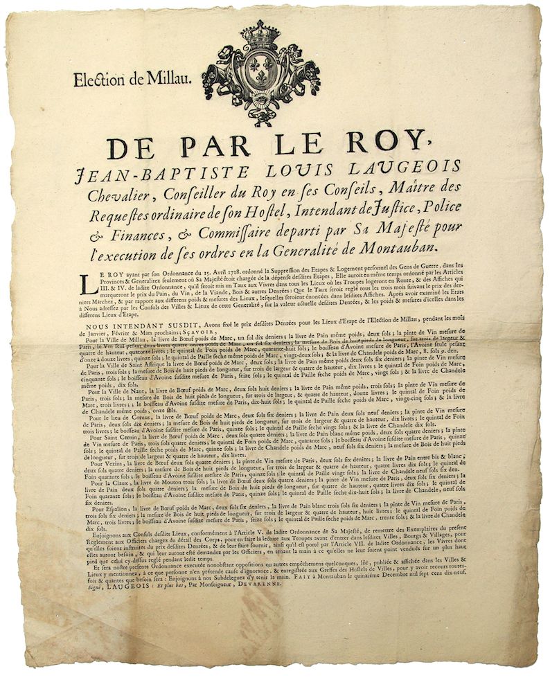Null AVEYRON. 1719. ELECCIÓN DE MILLAU (12). "Del Rey, Jean-Baptiste Louis LAUGE&hellip;