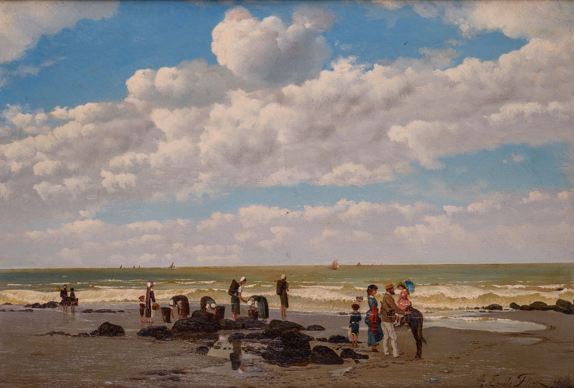 Null Auguste-Emile FLICK (born 1845-?) Lively beach scene, 1864

Oil on panel si&hellip;