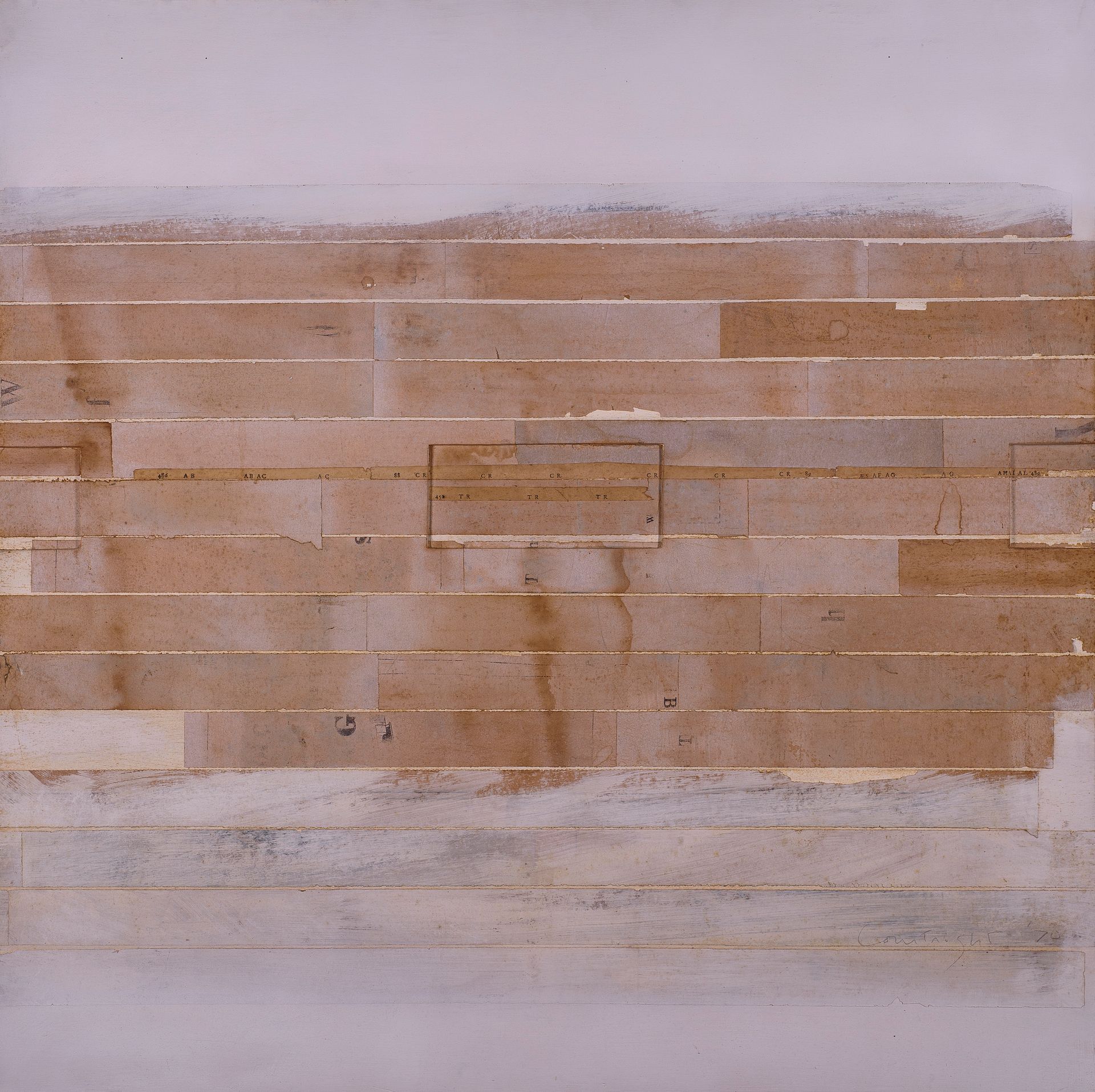 Null 罗伯特-库里特 (1926-2012)

无题》，1970年

混合媒体和拼贴在组装的木板上，右下方有签名和日期 90 x 90 cm