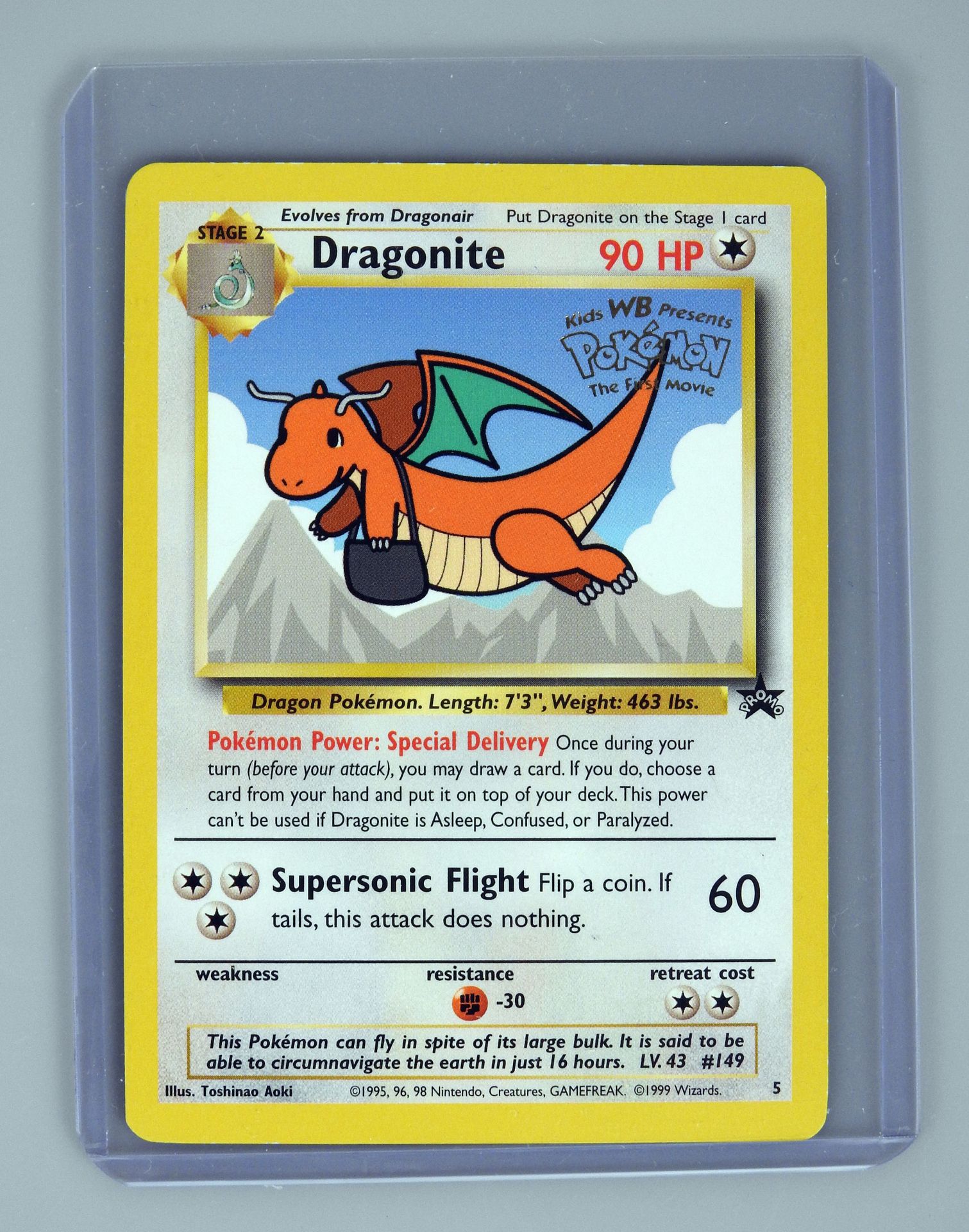 Null DRAGONITE

Rare promo card with Warner Bross stamp for the release of the a&hellip;