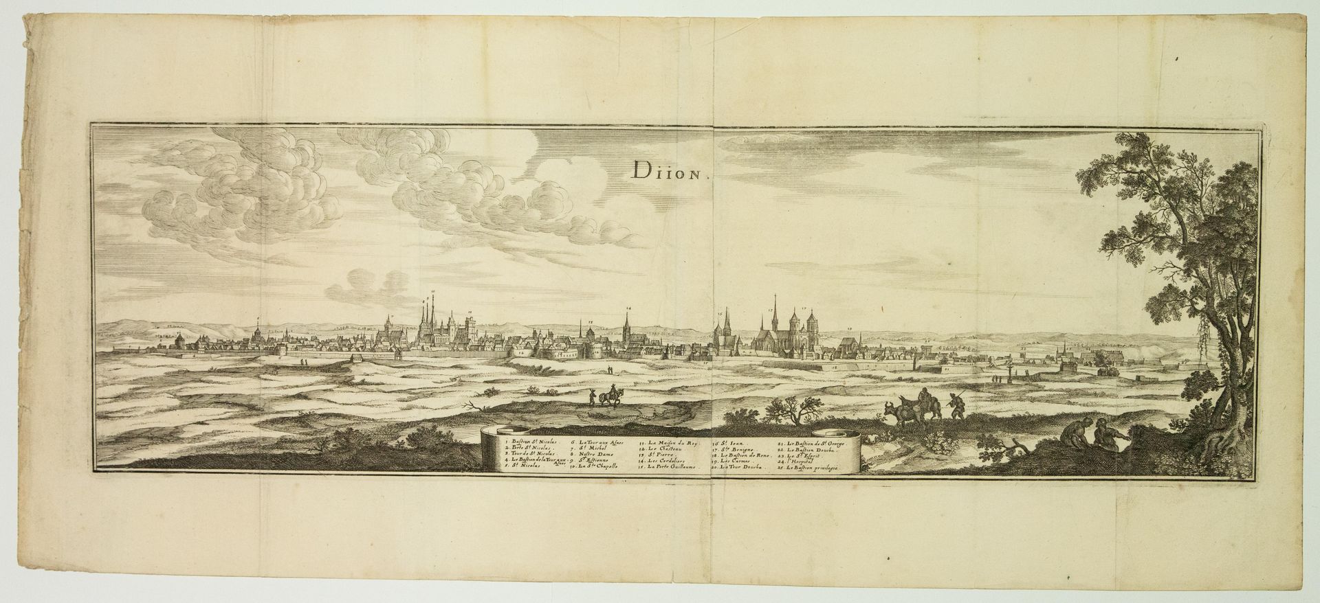 Null 金色海岸。"DIJON "是DIJON城墙上最大的景观，由Mérian创作（约1650年）。