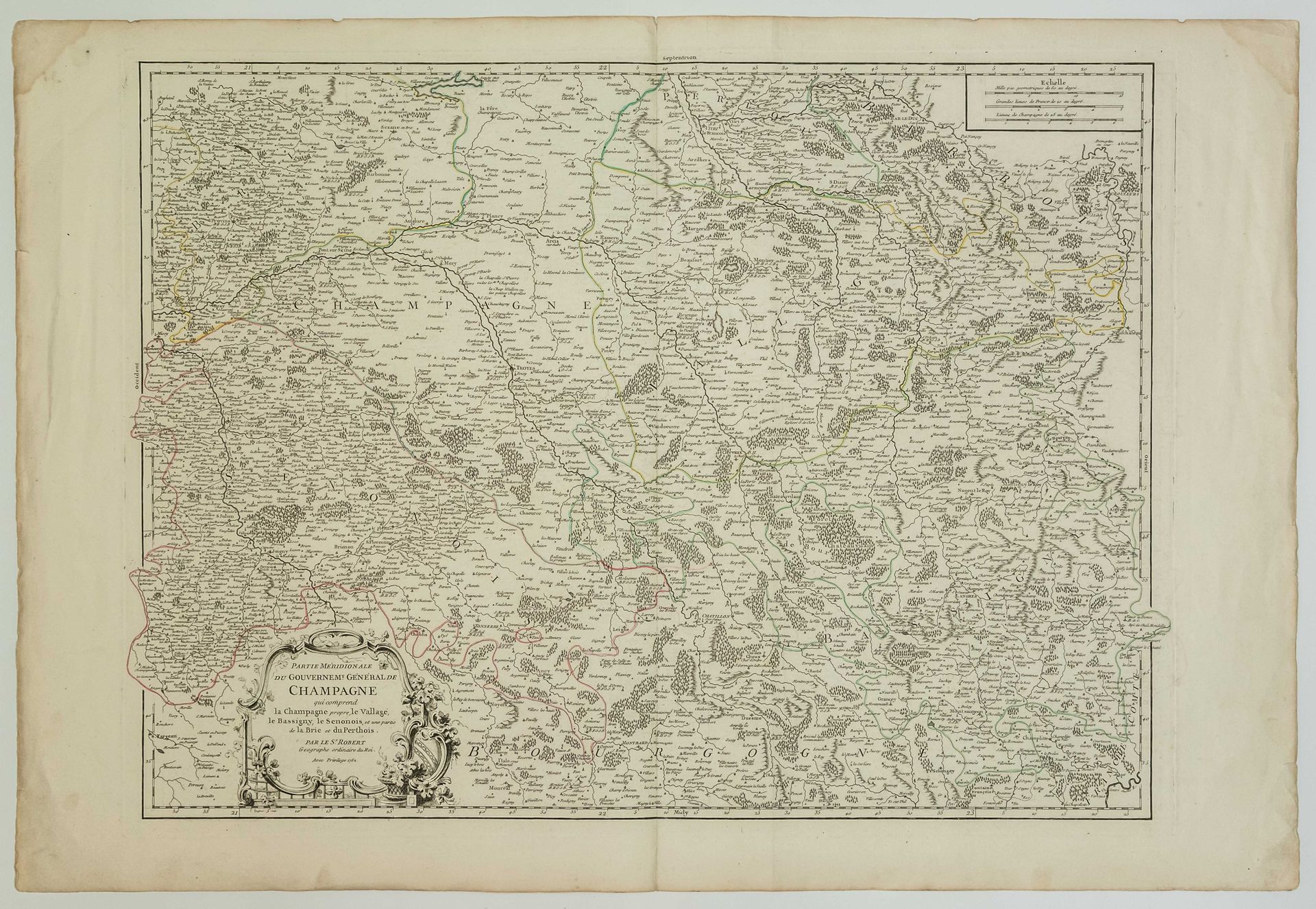 Null CHAMPAGNE. Karte von 1752: "Südlicher Teil des Generalgouvernements von CHA&hellip;
