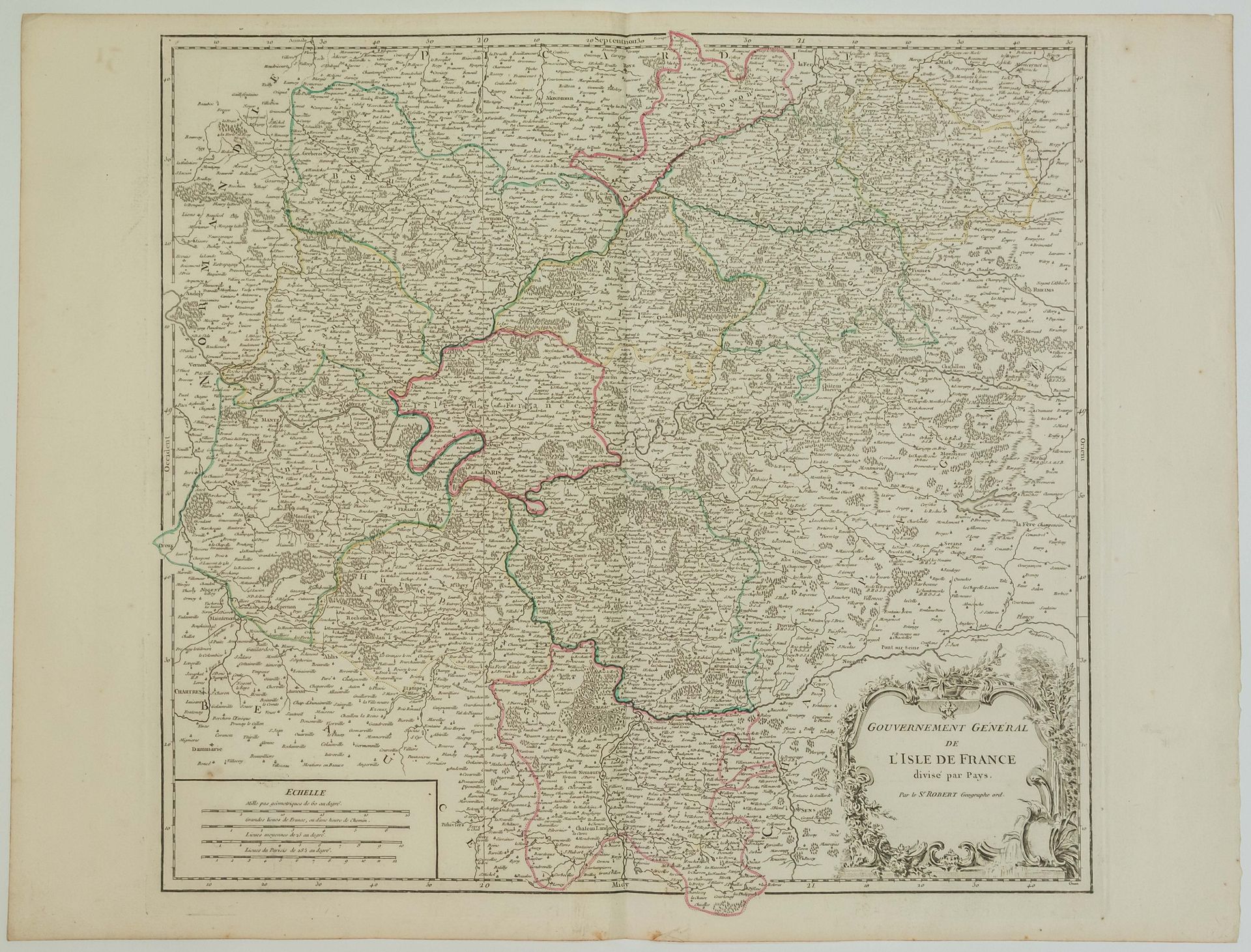 Null XVIIIth map of ILE DE FRANCE : " General Government of ILE DE France, divid&hellip;