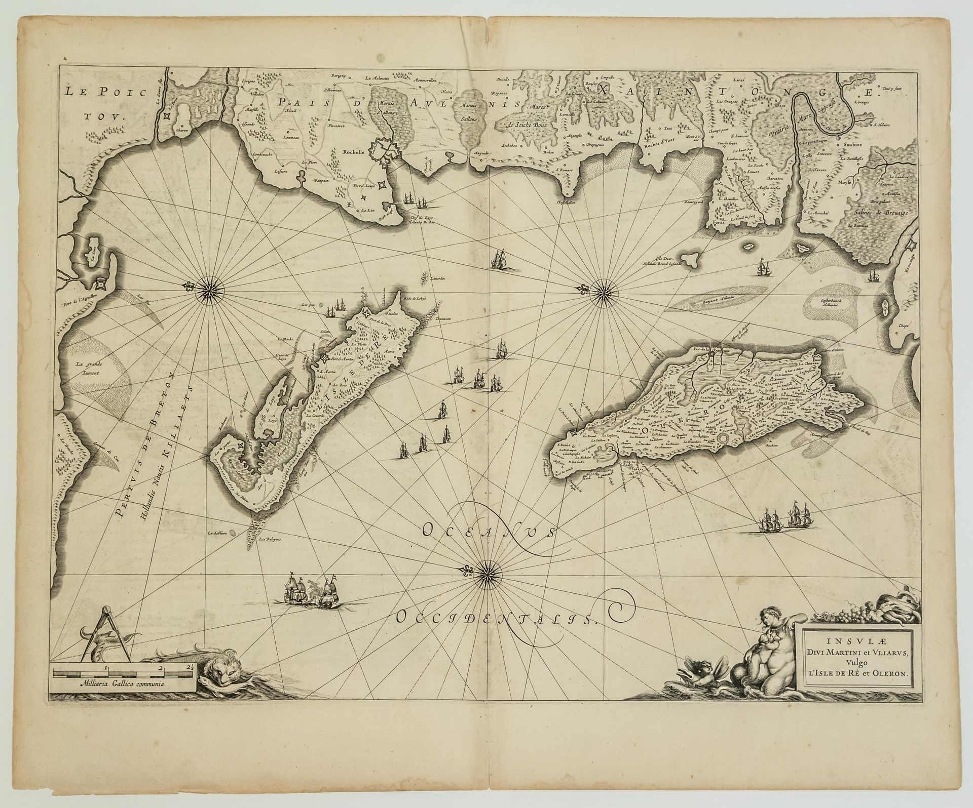 Null CHARENTE MARITIME. Mappa XVII° c : L'ISOLA DI RE E OLERON. "Insulæ divi mar&hellip;