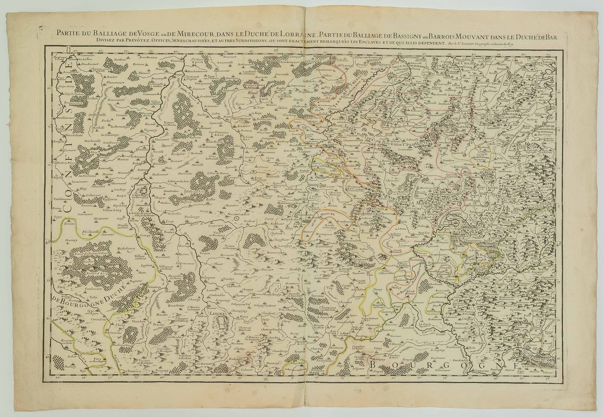 Null HAUTE-MARNE, VOSGES. Map at the end of the 17th century "Part of the Bailiw&hellip;