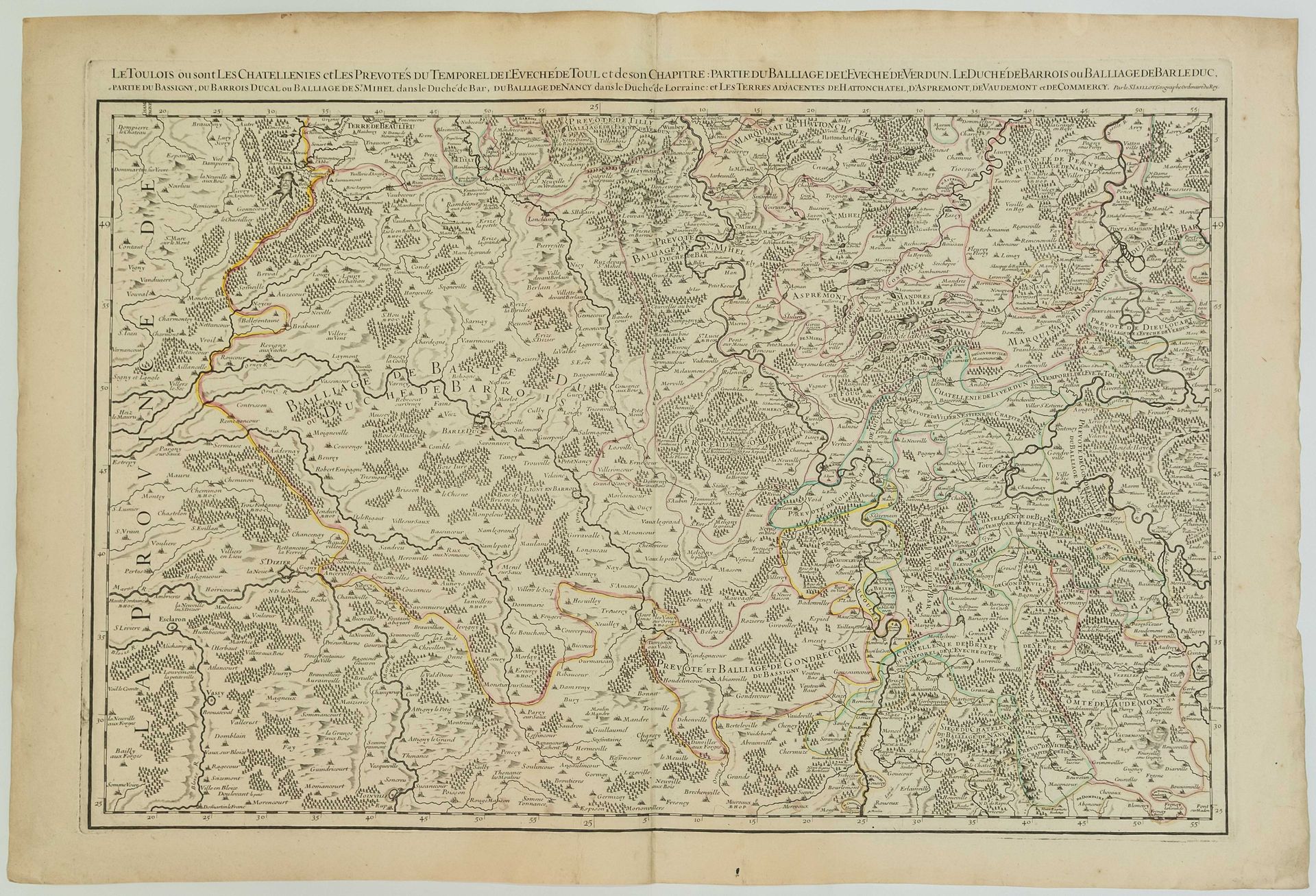 Null MOSELLE. LORRAINE. Map around 1705 : " LE TOULOIS where are the Châtellenie&hellip;