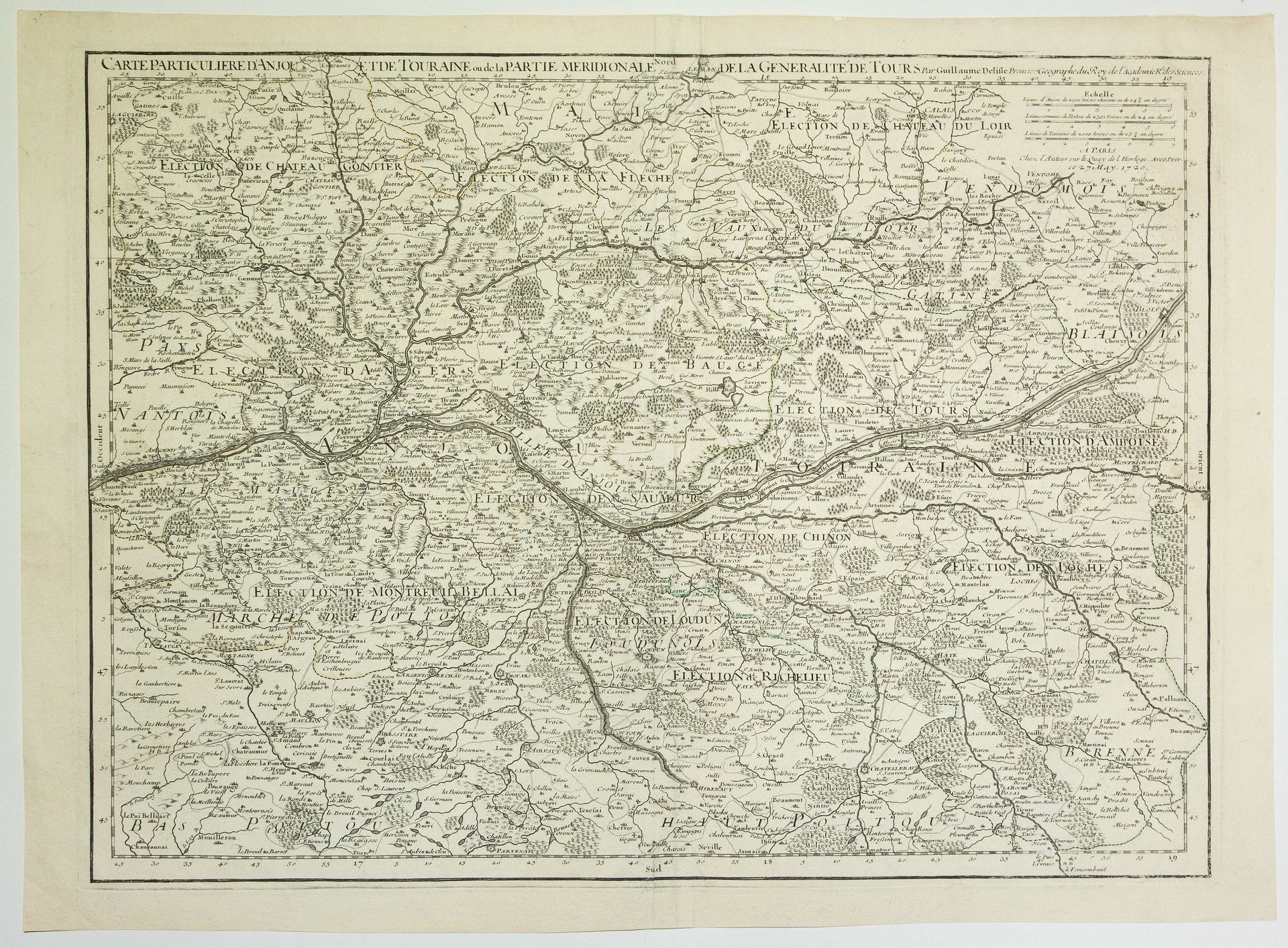 Null "ANJOU和TOURAINE或TOURS总体南部的地图"，由科学院的国王第一地理学家Guillaume De LISLE绘制。1720年5月27日，&hellip;