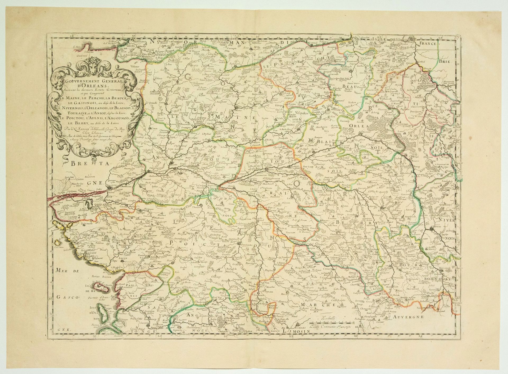 Null Mappa del 1651: "Gouvernement général d'ORLÉANS, suivant les derniers États&hellip;