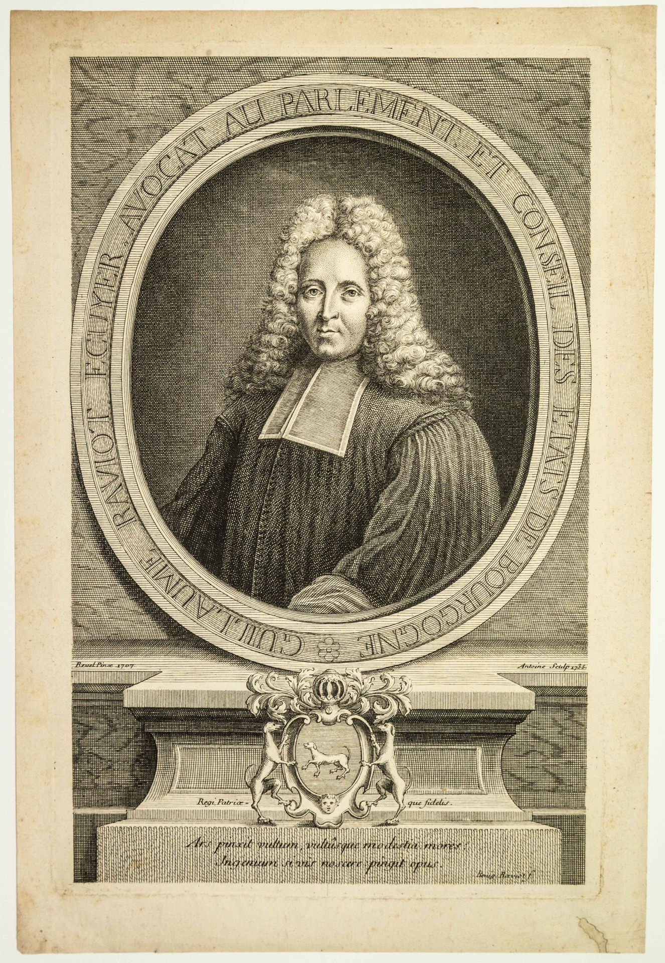 Null Guillaume RAVIOT，Ecuyer，布尔戈纳州议会和理事会的律师。Revel Pinx 1707, Antoine Sculp.1735.&hellip;