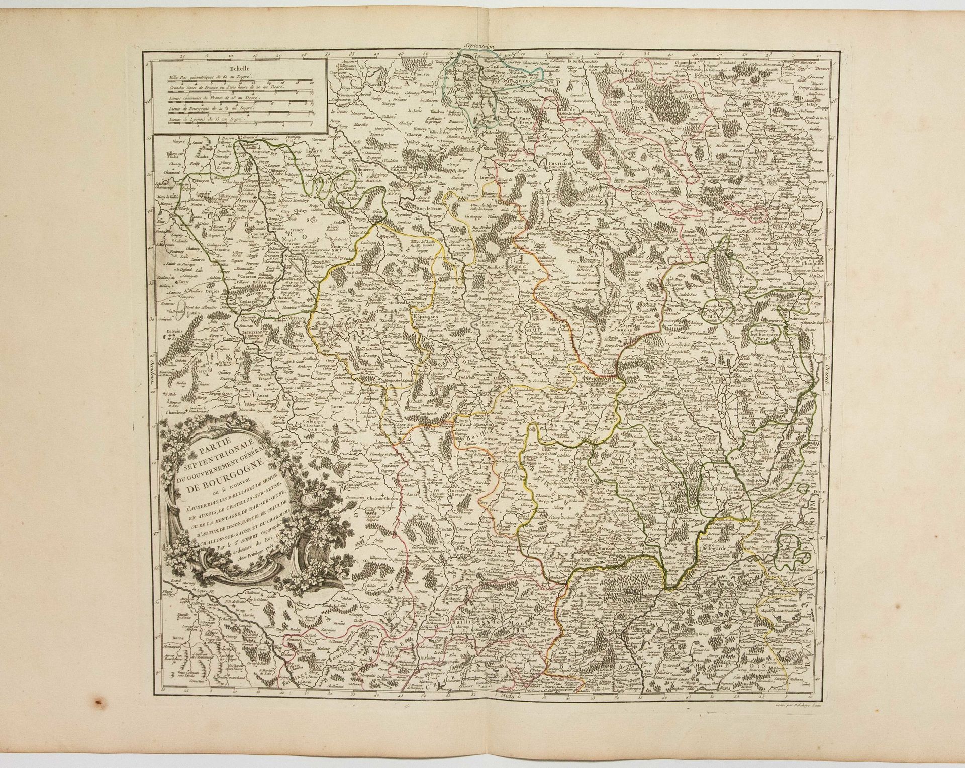 Null BOURGOGNE. Map of 1752: "Northern part of the General Government of BURGUND&hellip;