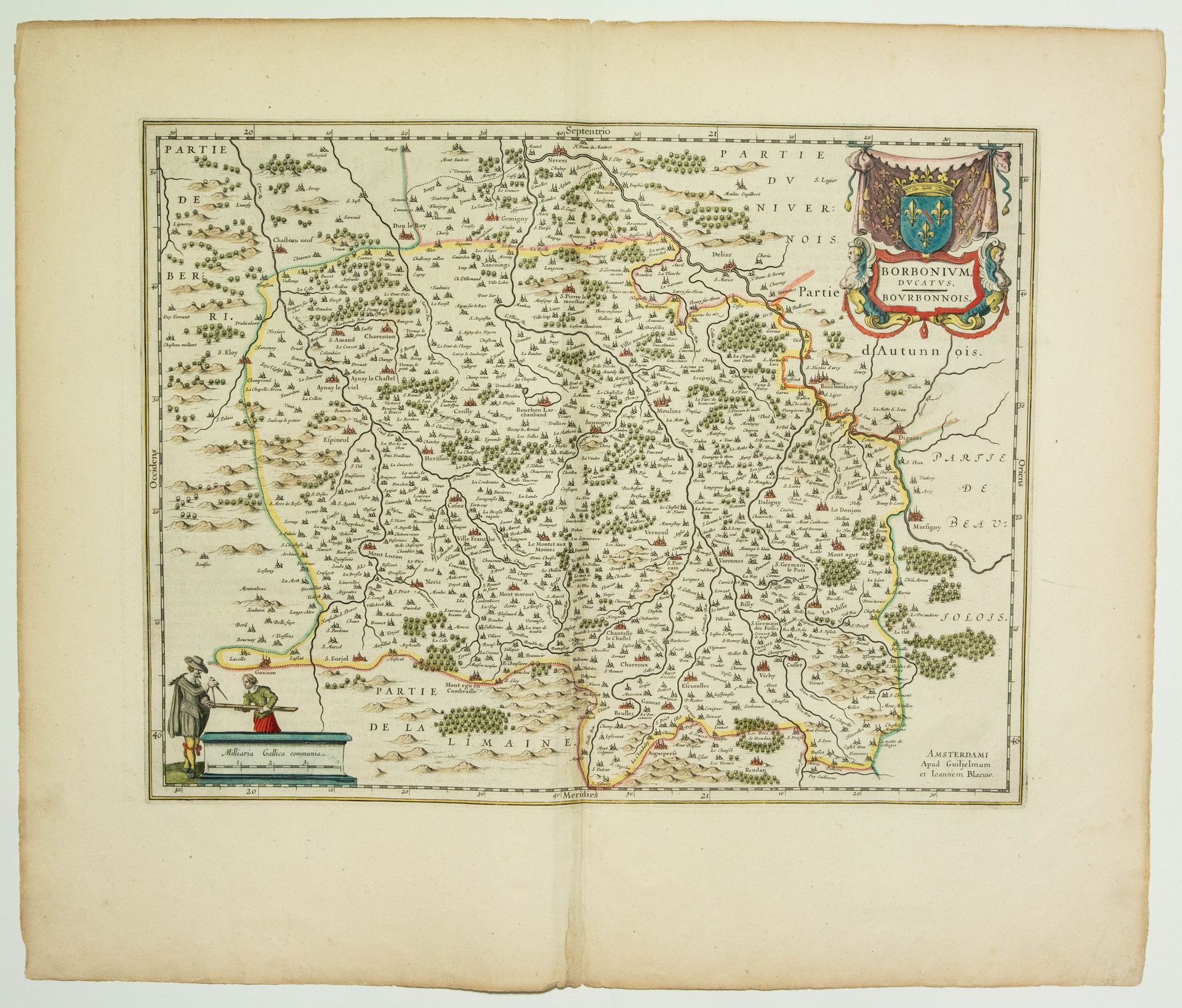 Null ALLIER. Mapa XVII de BOURBONNAIS: "Borbonium ducatis. Bourbonnois". Amsterd&hellip;