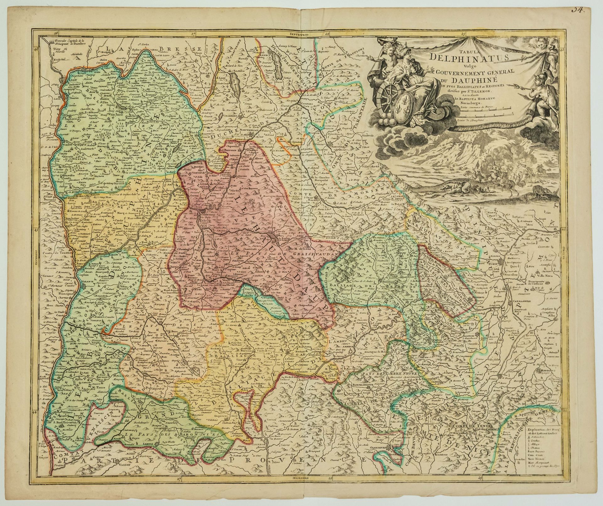 Null Mapa del siglo XVIII del DAUPHINÉ : " Tabula Delphinatus, vulgo Le Gouverne&hellip;