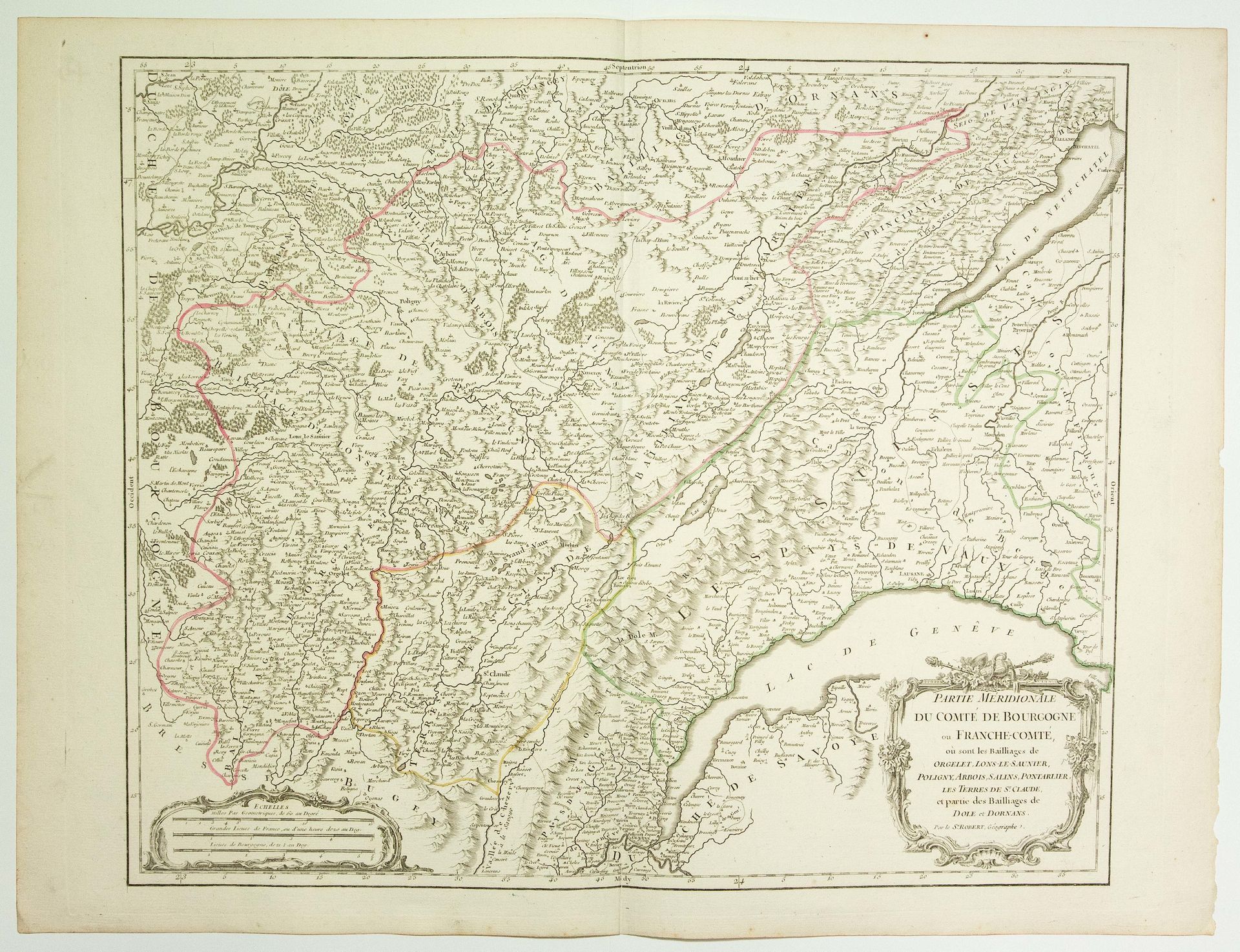 Null 18世纪的地图："勃艮第或法兰西-科芒特郡的南部，ORGELET、LONS-LE-SAUNIER、POLIGNY、SALINS、PONTARLIER等&hellip;