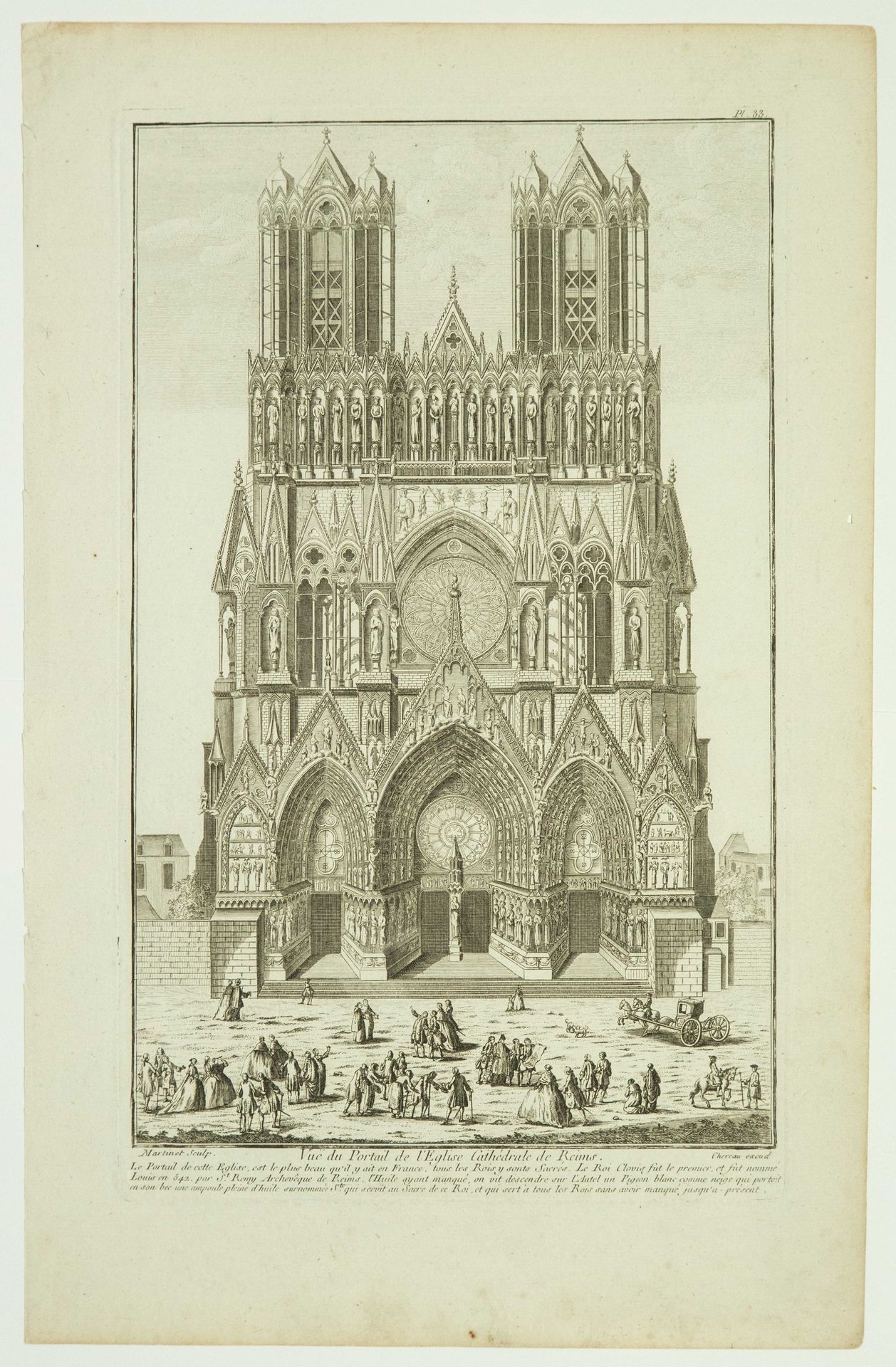 Null MARNE。"REIMS大教堂的门户景观"。François Chéreau le jeune（1717年巴黎-1755年巴黎）在Martinet之后&hellip;