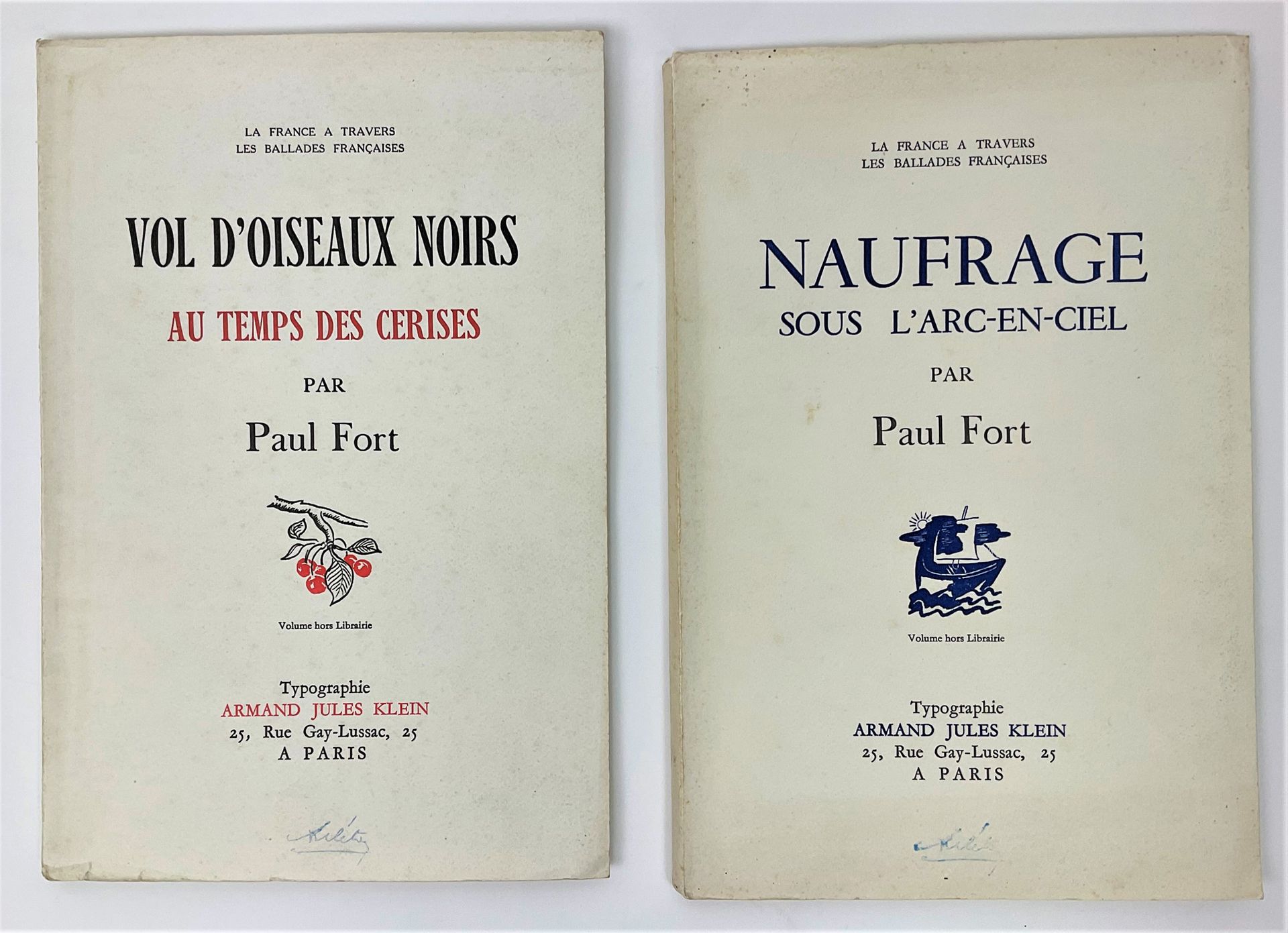 Null Paul FORT: Set of 2 collections of poems with signed autographs, Ed. A.J. K&hellip;