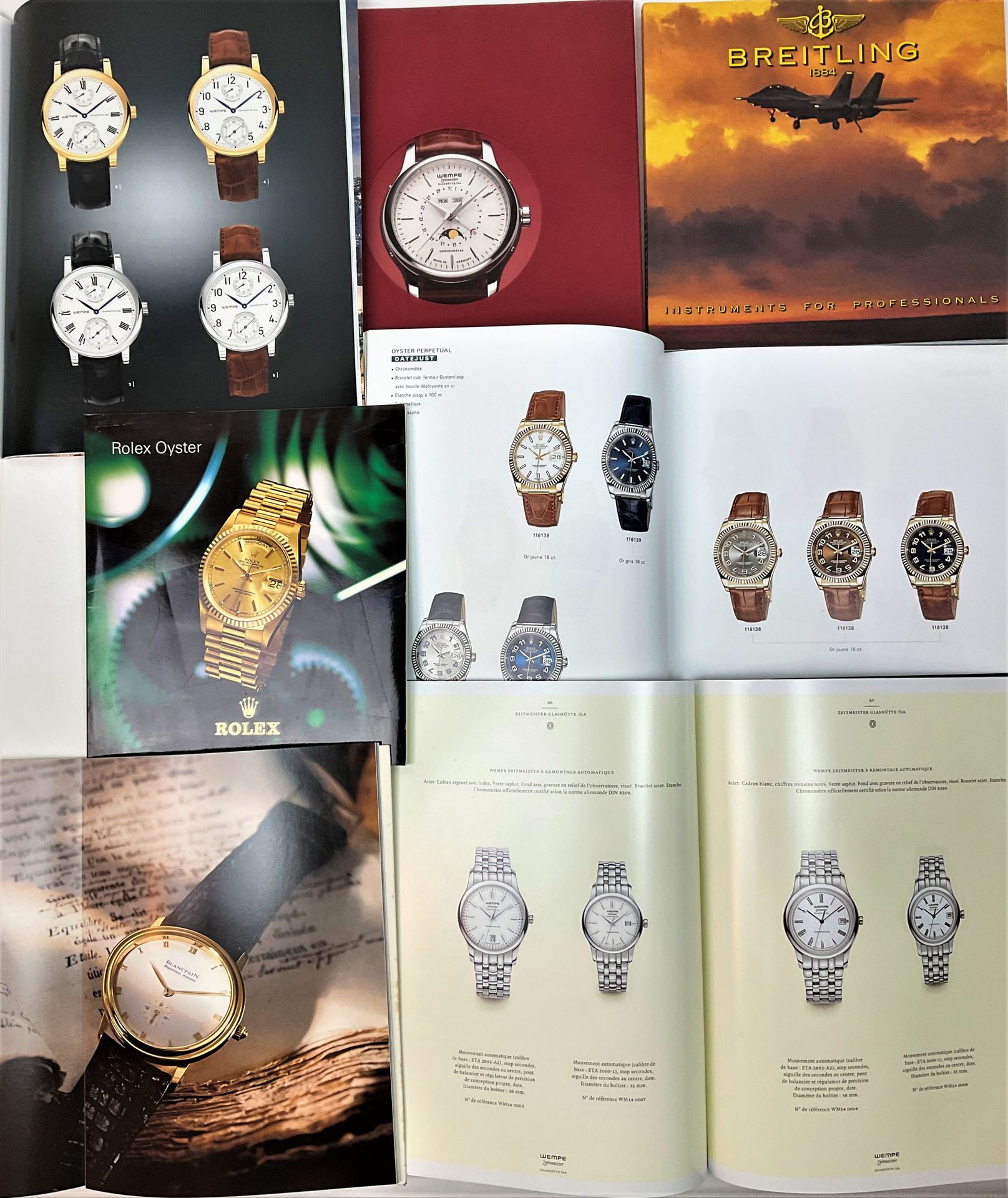 Null 手表：一套12本平装目录（2000年）：Blanpain（2），Breguet，Patek Philippe，Rolex（3），Tissot，Vach&hellip;