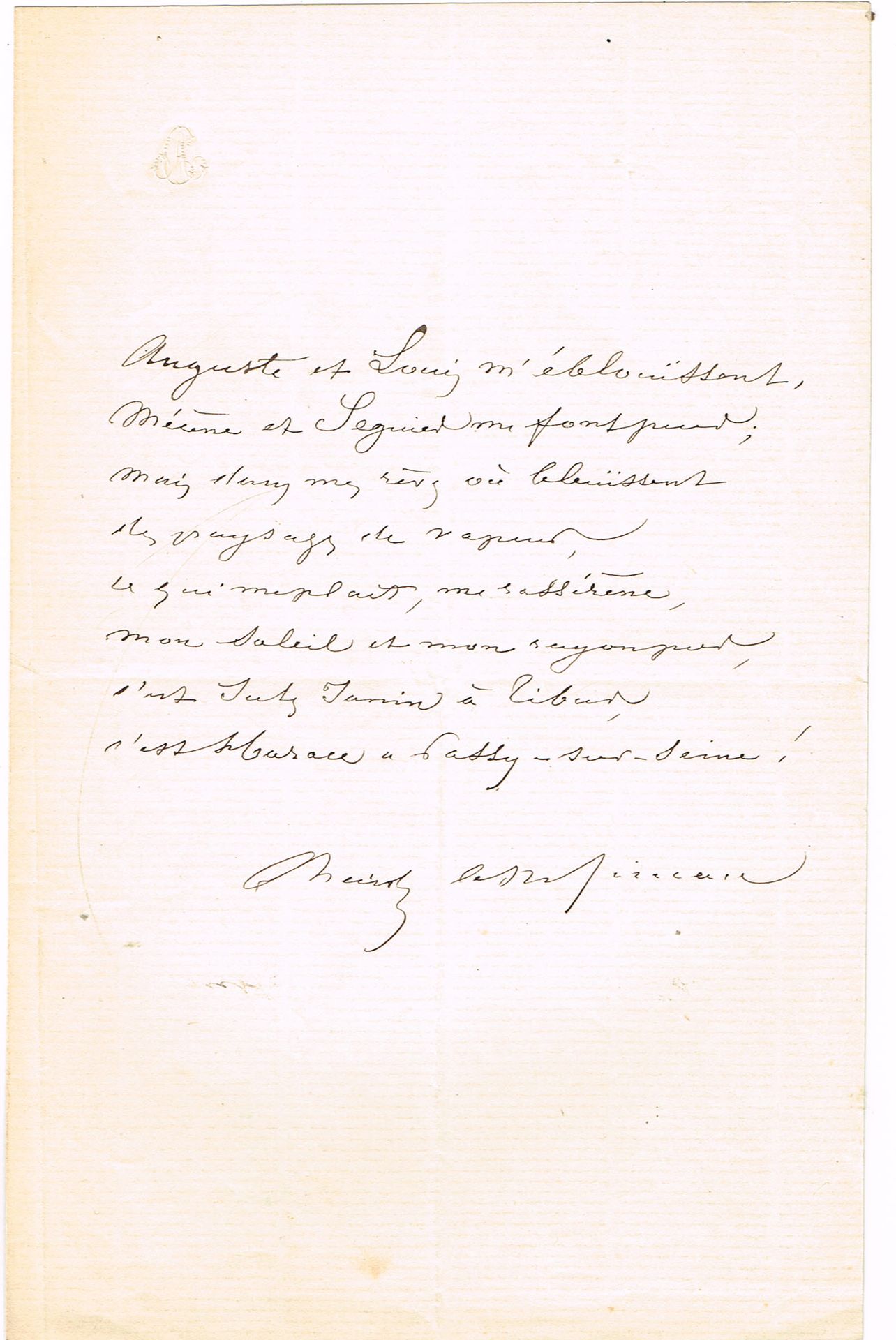 Null [查尔斯-波德莱尔] - 查尔斯-阿塞利诺（1820-1874），作家，查尔斯-波德莱尔的忠实朋友：签名的亲笔信，1页，4页。