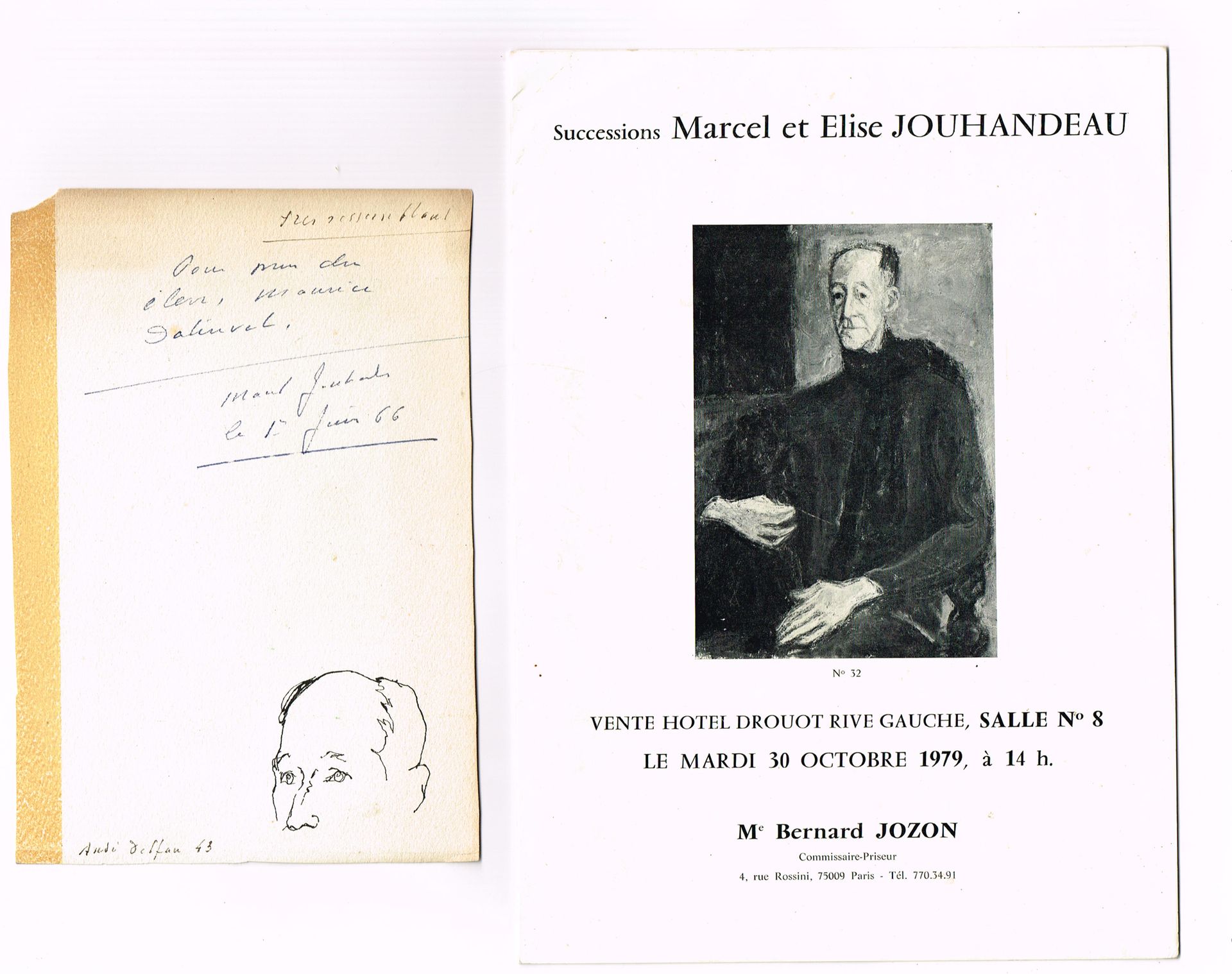 Null Marcel JOUHANDEAU (Guéret 1888-1979), escritor: retrato original a bolígraf&hellip;