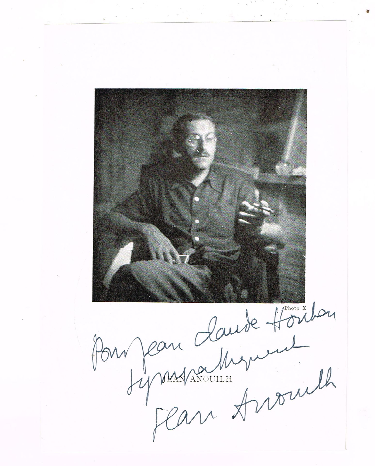 Null Jean ANOUILH (1910-1987), dramaturge : Photo de programme dédicacée et sign&hellip;