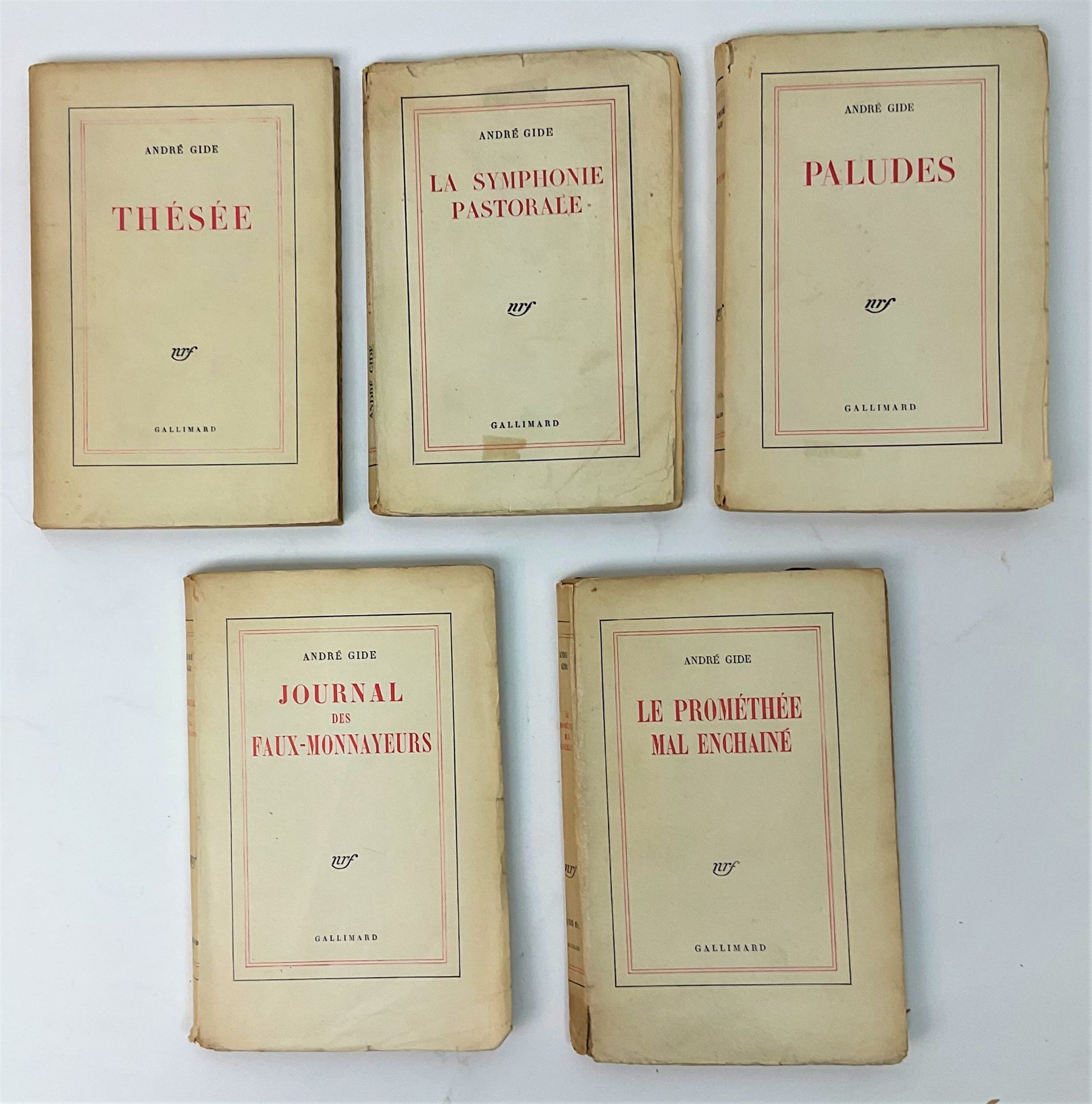 Null 安德烈-吉德(1869-1951)，作家 1947年诺贝尔文学奖--由NRF出版的5本平装书系列（处于使用状态）："La Symphonie past&hellip;