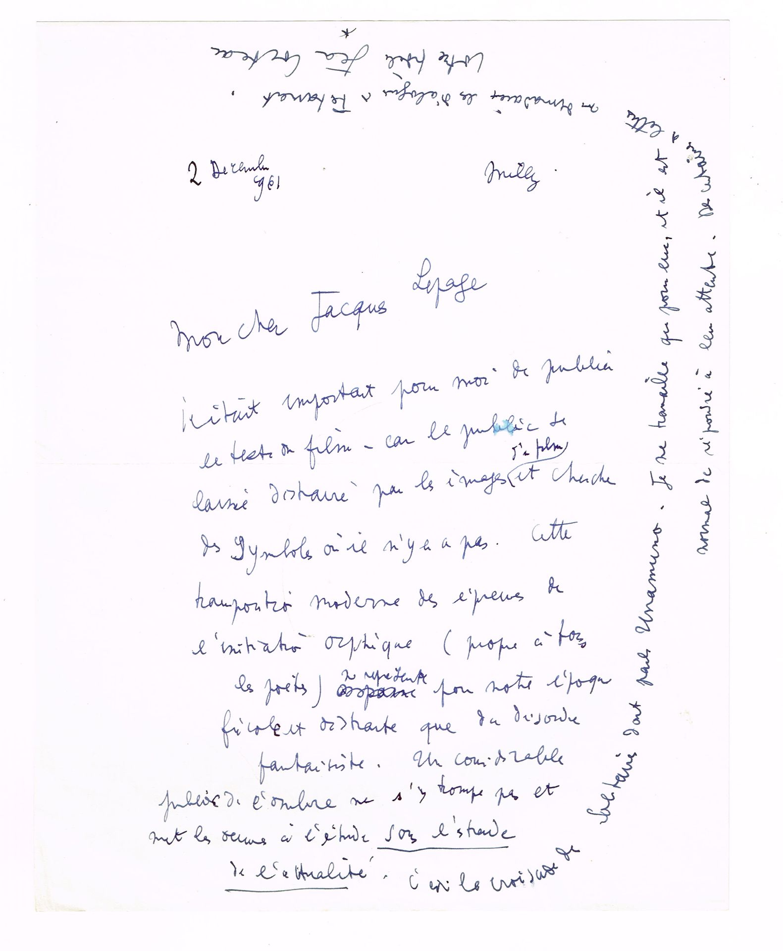 Null Jean COCTEAU (1889-1963), poeta, dibujante, dramaturgo y cineasta: carta au&hellip;