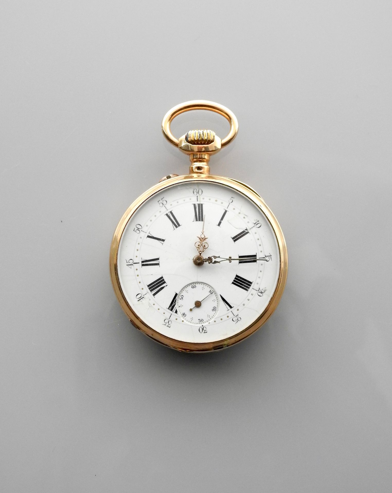 Null Pocket watch in yellow gold, 750 MM, seconds at 6 o'clock, mechanical movem&hellip;