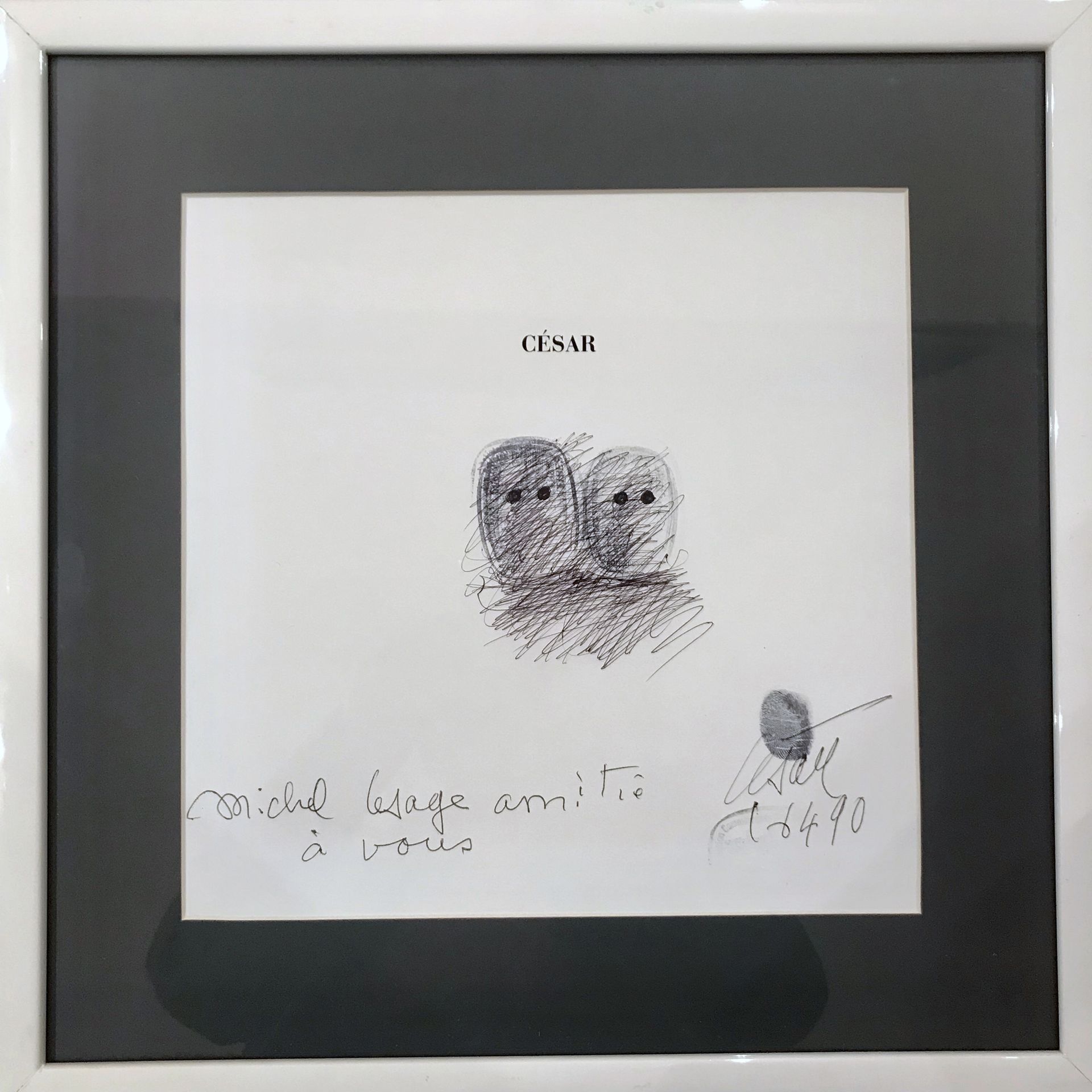 César (1921-1998) Two Faces, 1990
Ink drawing and stamps on title page of an exh&hellip;