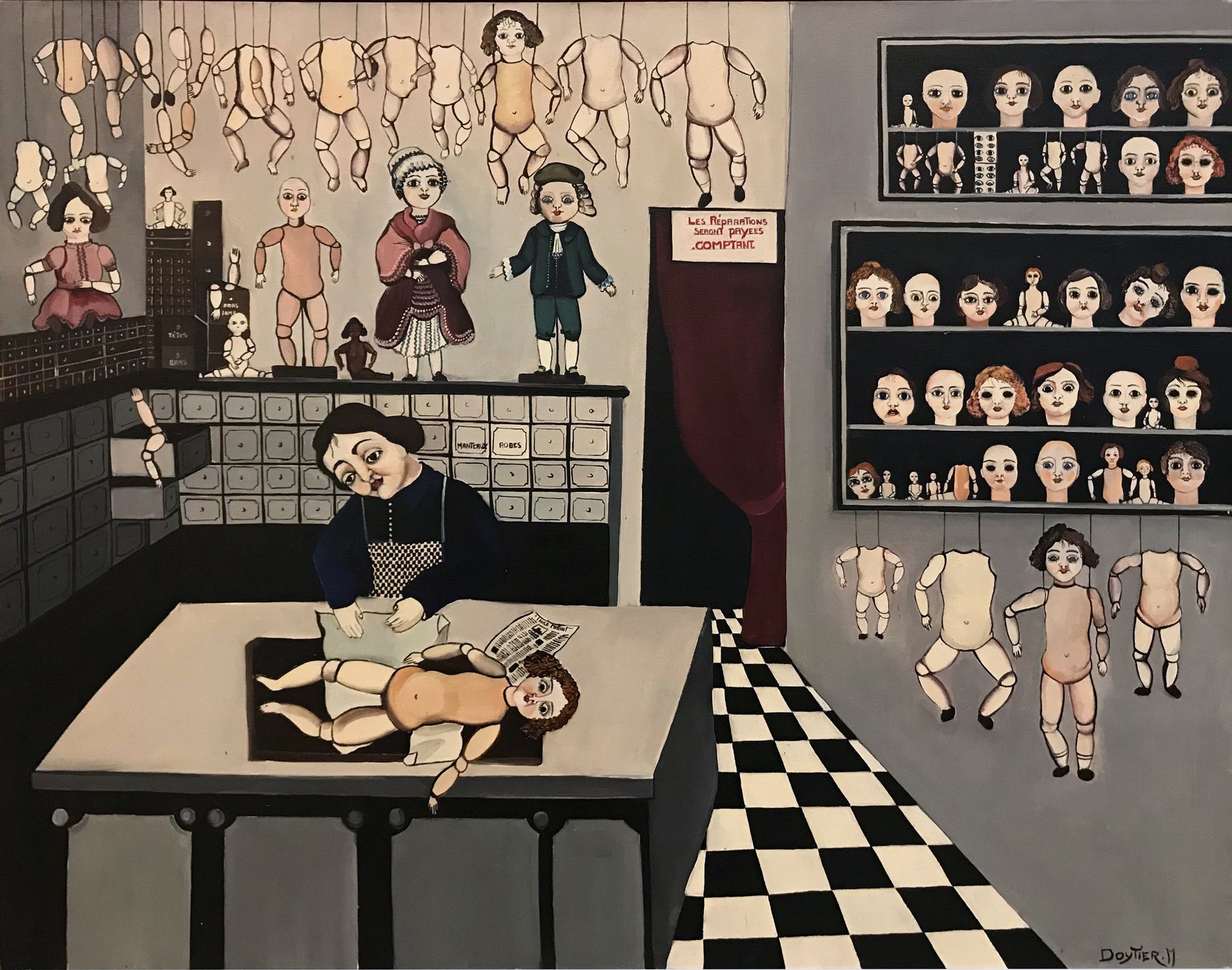 Martine DOYTIER (1947-1984) La Clinique des Poupées, 1971
Öl auf Leinwand 73 x 9&hellip;