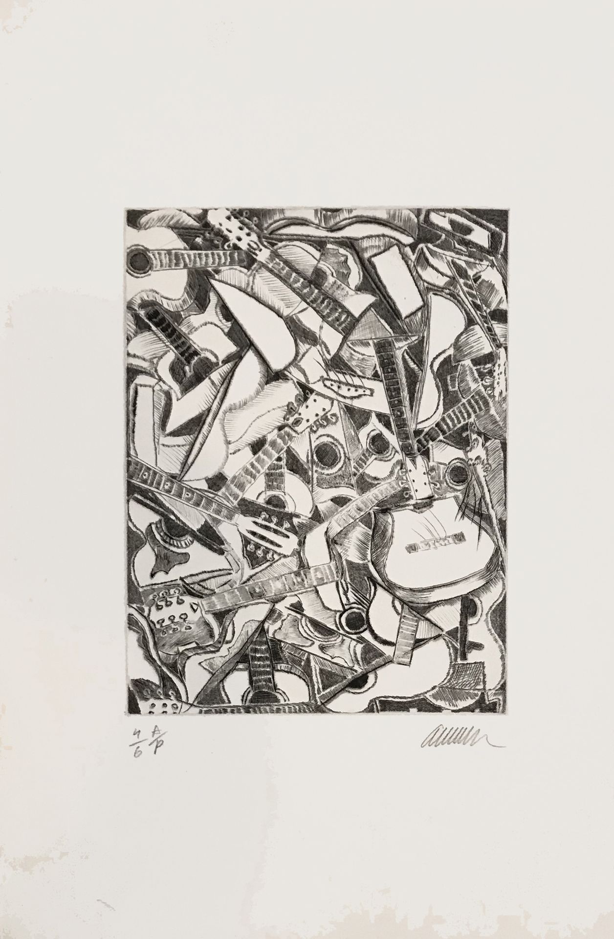 ARMAN (1928-2005) Accumulation of guitars, 1985
Black drypoint etching on Arches&hellip;