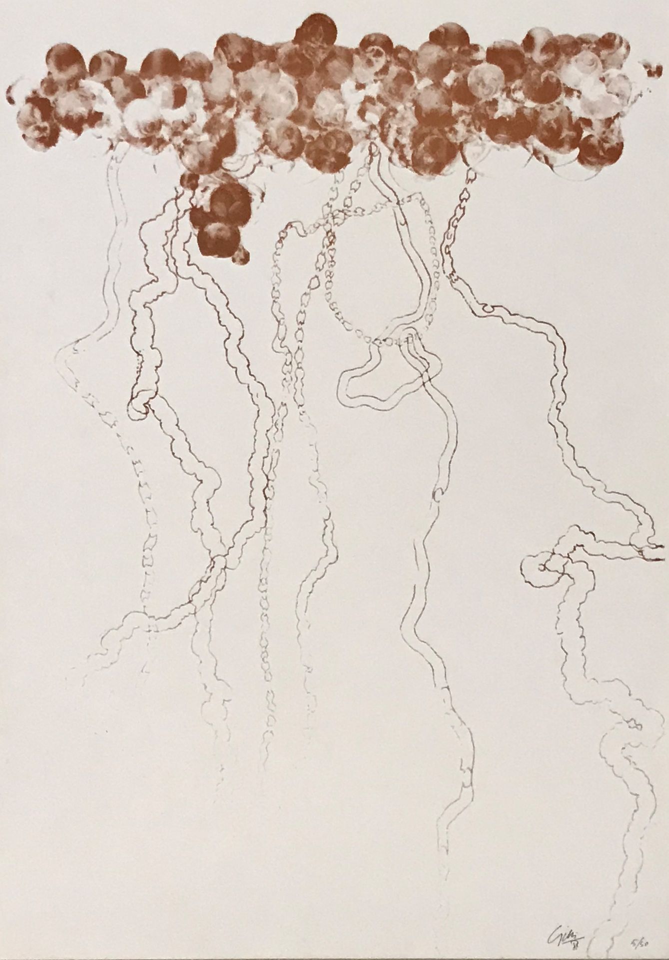 CLAUDE GILLI (1938-2015) 蜗牛的痕迹》，1981年
胶版印刷，有签名和编号的5/50
57 x 40 cm