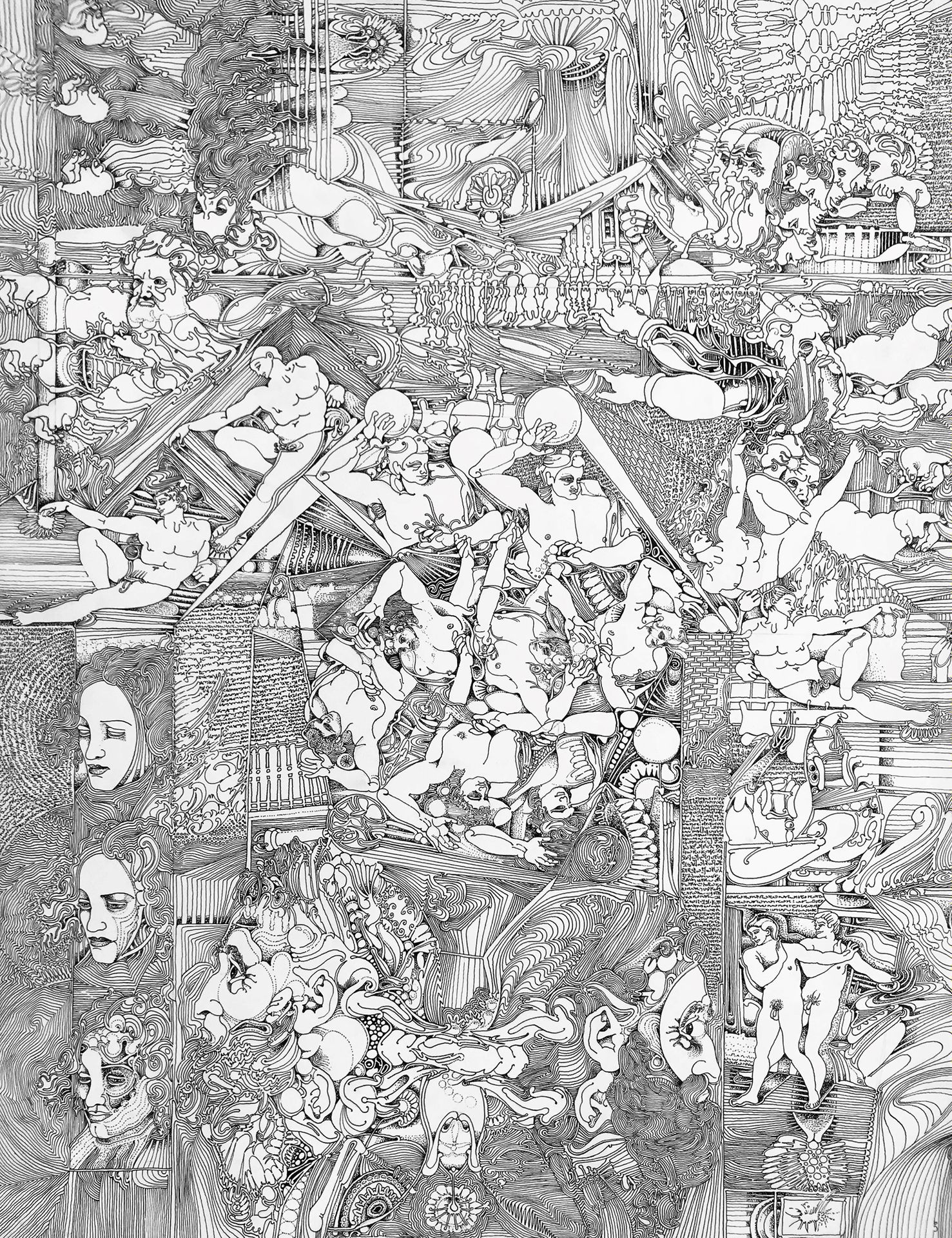 Robert EREBO (né en 1945) Psychedelic homage to Michelangelo, 1974
Ink on paper,&hellip;