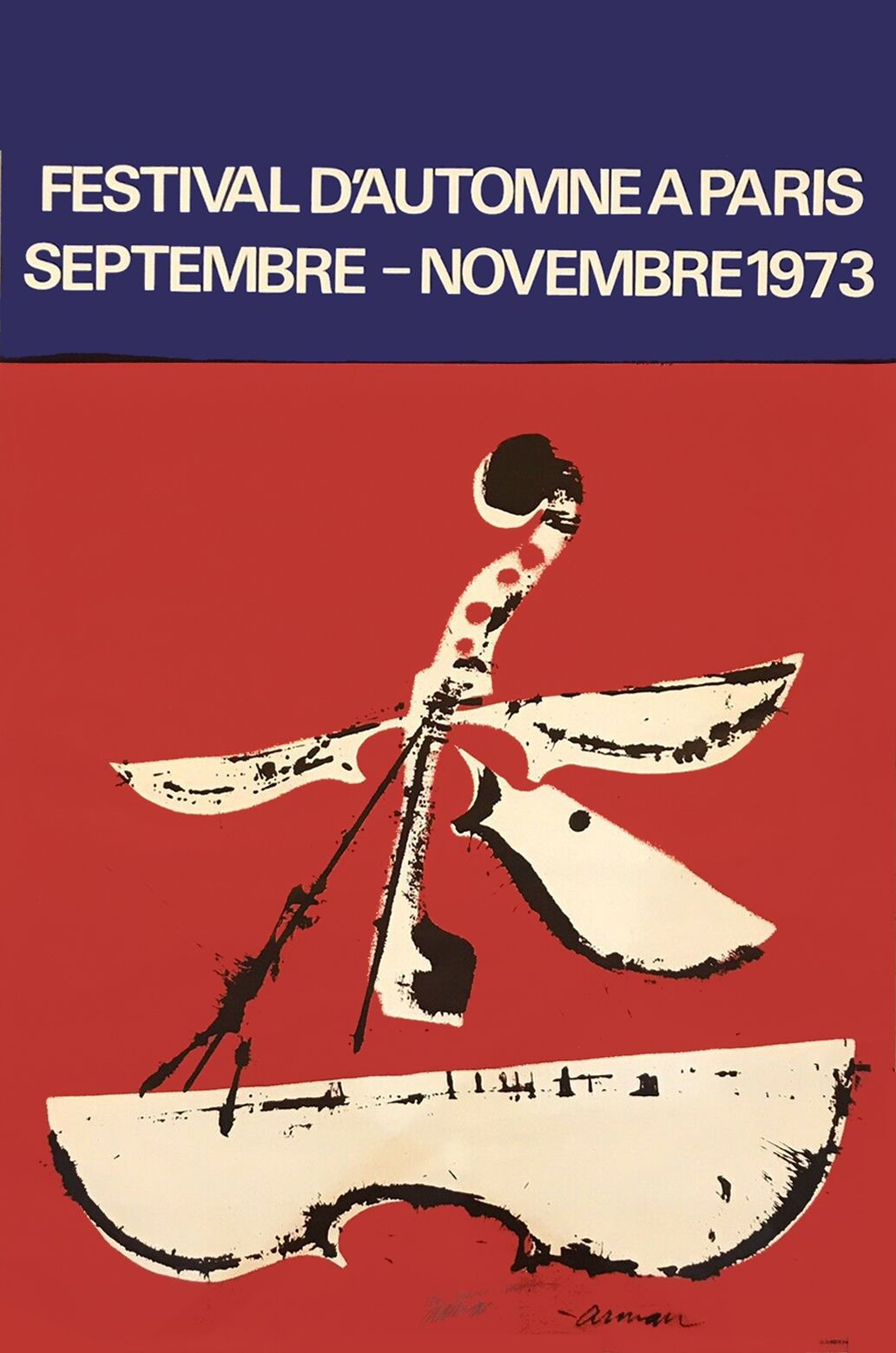 ARMAN (1928-2005) 1973年巴黎秋季艺术节
大海报上有铅笔签名和献词
基于艺术家的丝网印刷品 "Fluctuat Nec Mergitur"
&hellip;