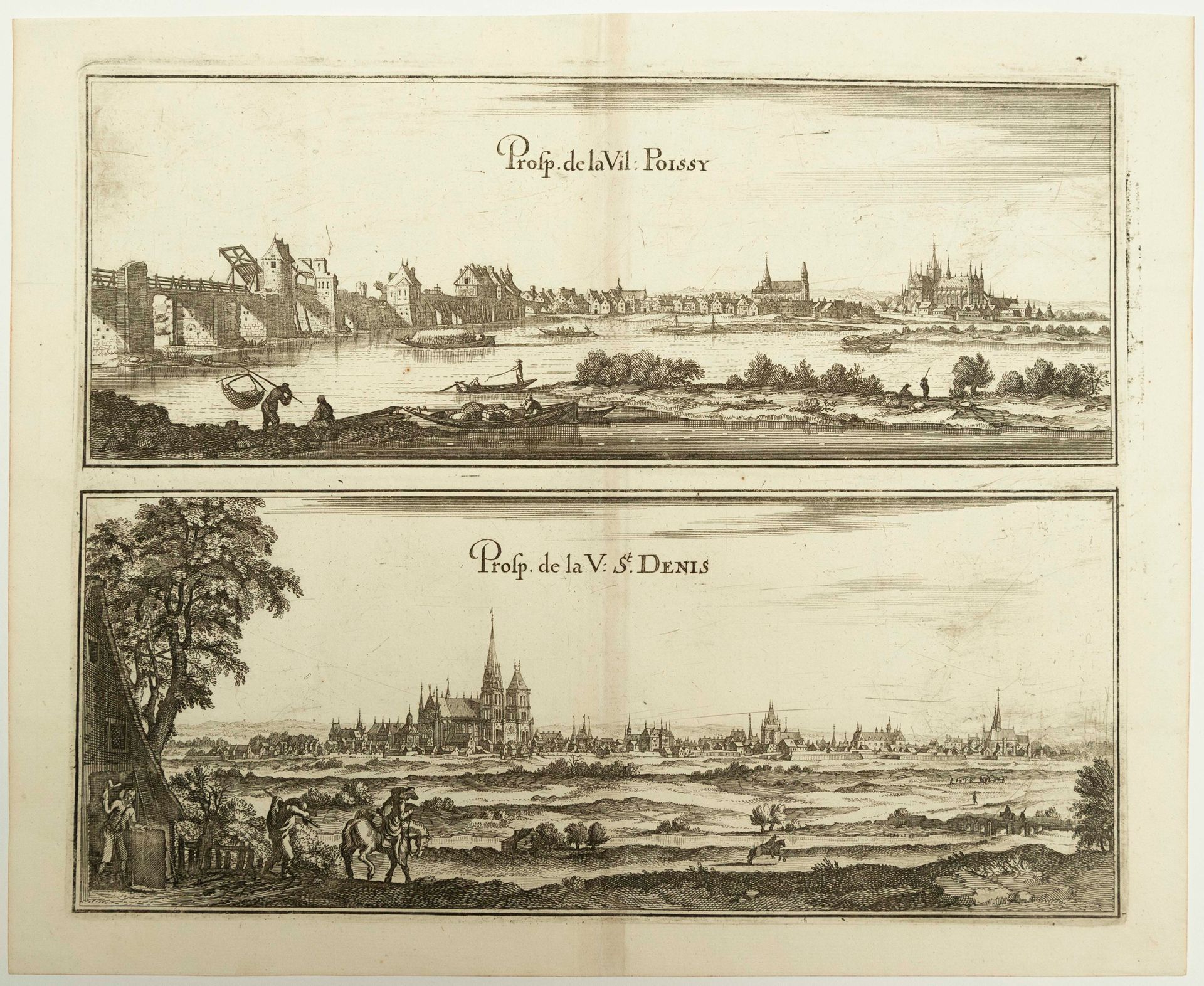 Null YVELINES. Città di POISSY (78) & Città di ST DENIS (93). Merian (C. 1650). &hellip;