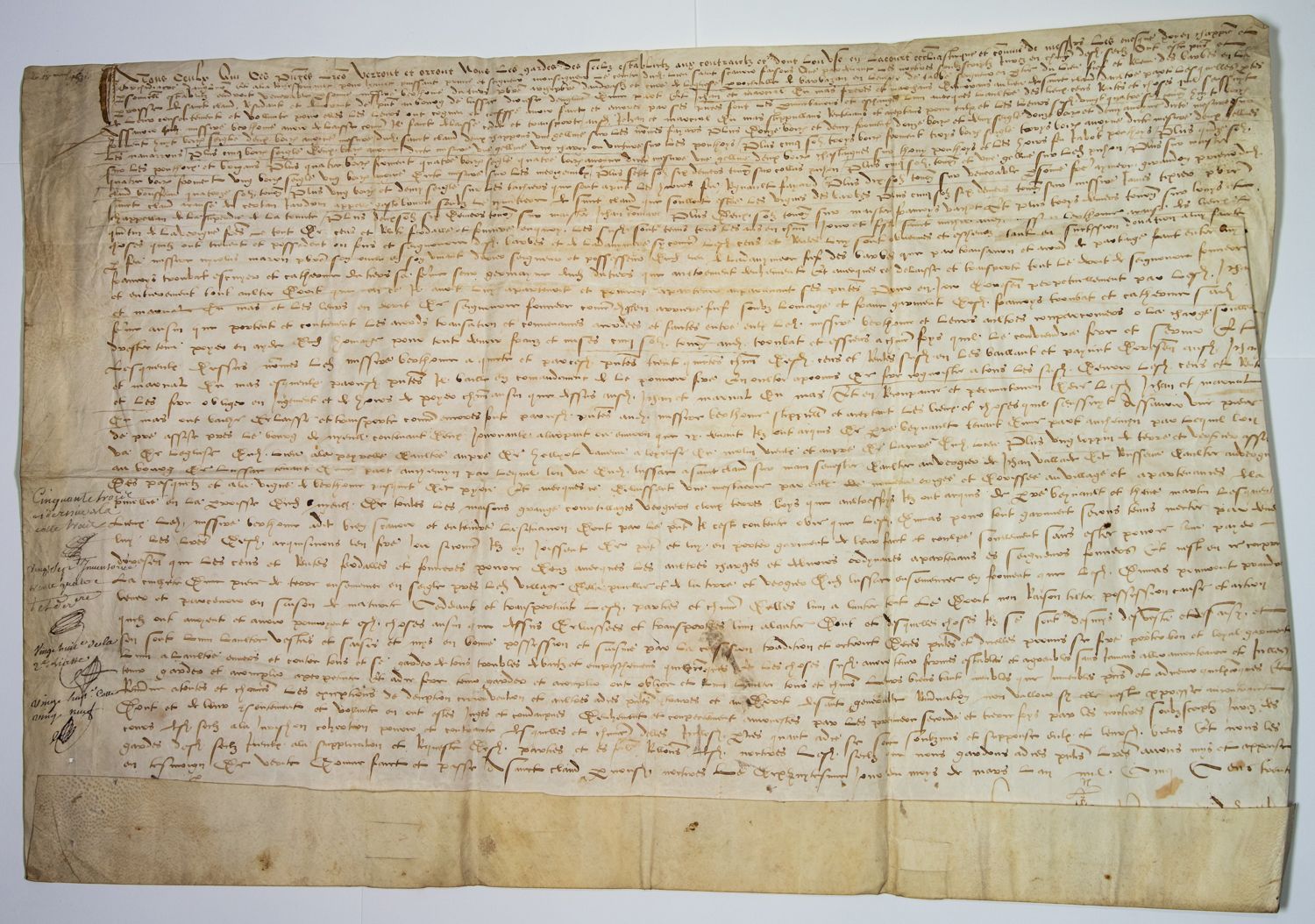 Null 圣克洛（夏朗德）。1531.羊皮纸（40 x 61厘米）。圣克劳德（SAINT-CLAUD）的封建和地租的交换（16）。1531年3月18日订于圣克洛&hellip;