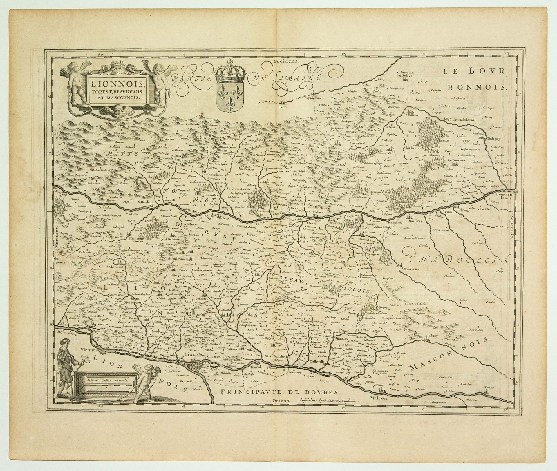 Null KARTE XVIIe "LYONNAIS, Forez, Beaujolais und Mâconnais" (c. 1650) von Johan&hellip;
