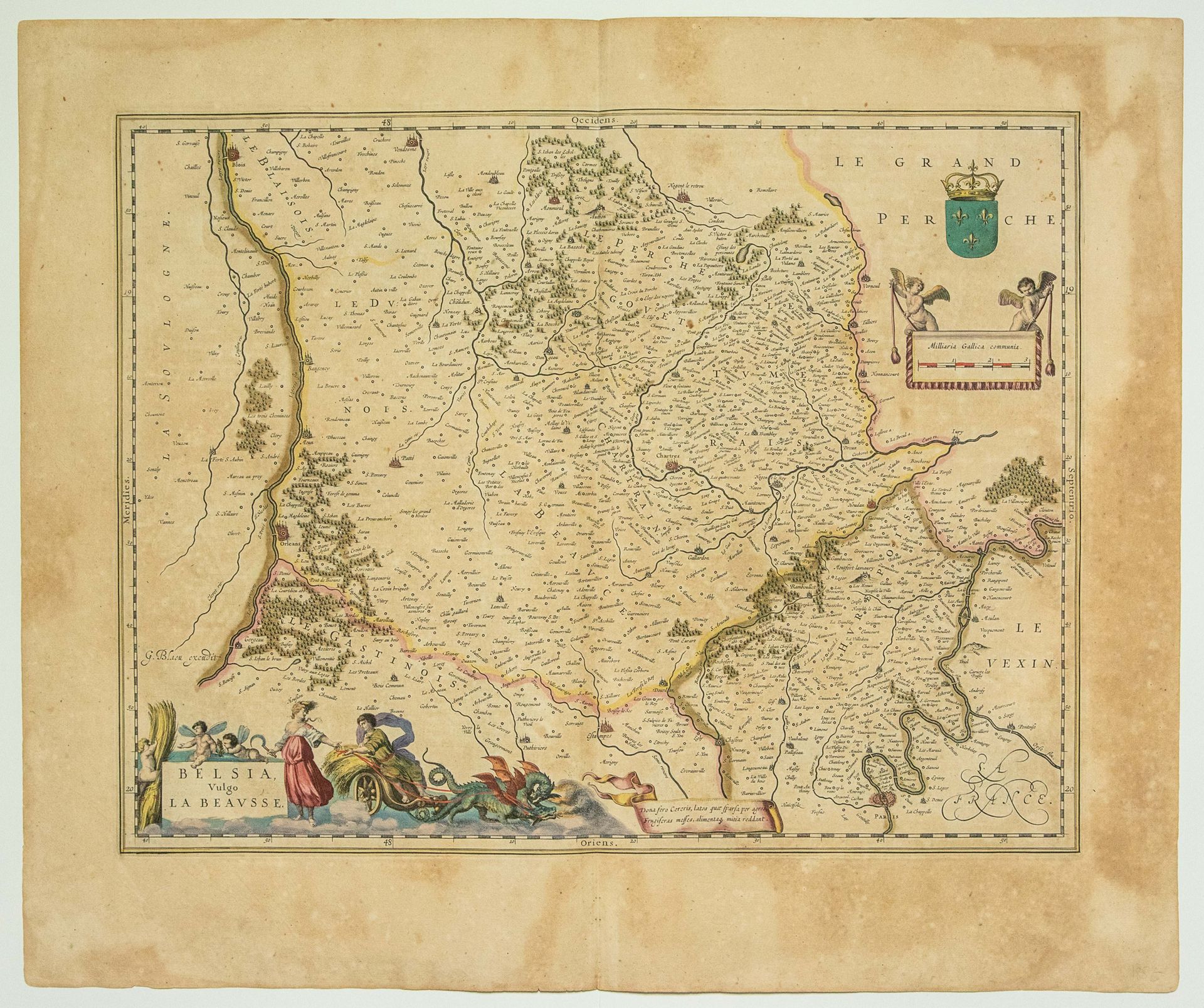 Null 第十七张BEAUCE地图："BELSIA, vulgo la Beausse.(约1680) (50,5 x 60 cm) 状态B+。(沙特尔(28，&hellip;