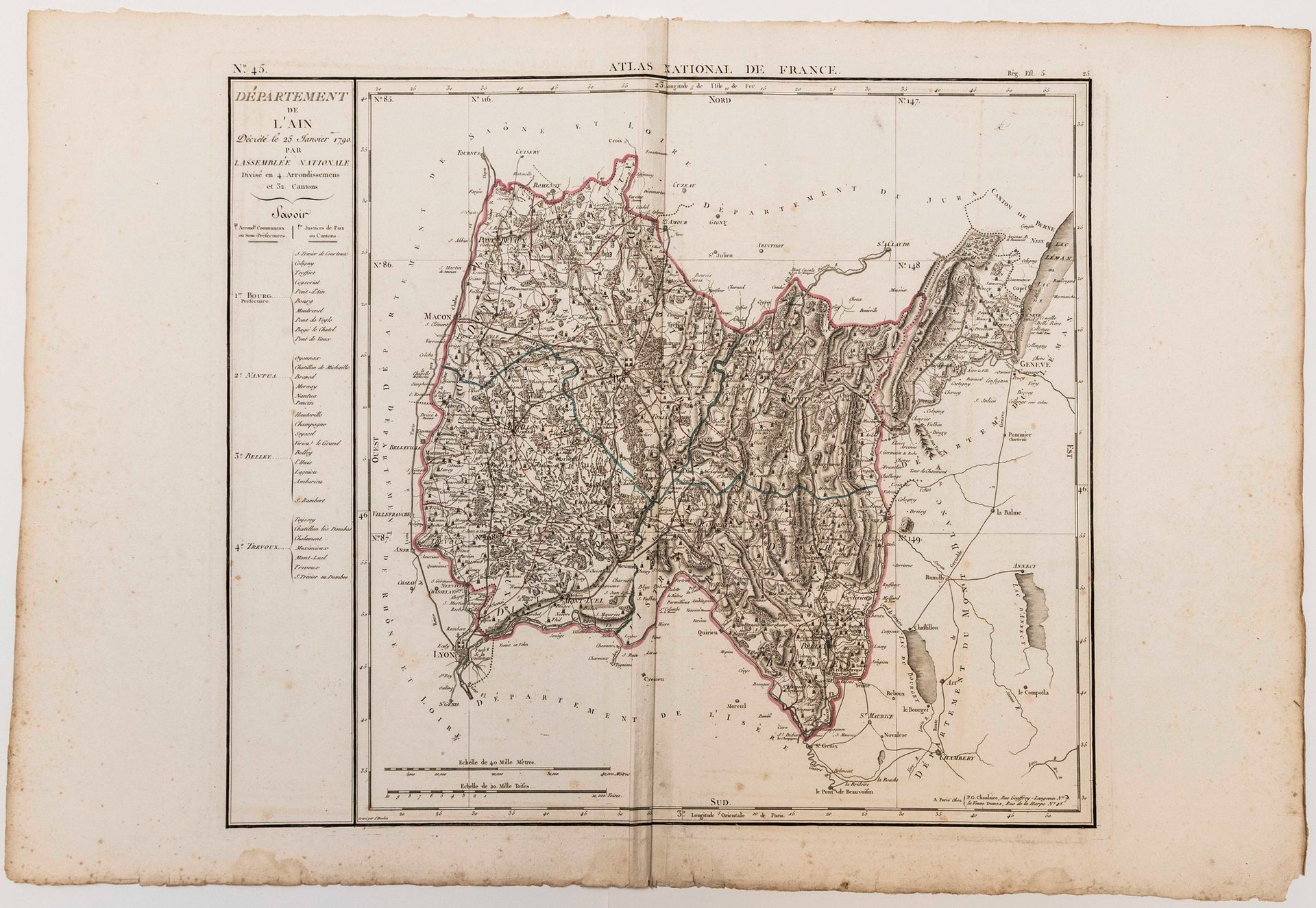 Null AIN. Mappa del dipartimento di AIN, decretata il 25 gennaio 1790 dall'Assem&hellip;
