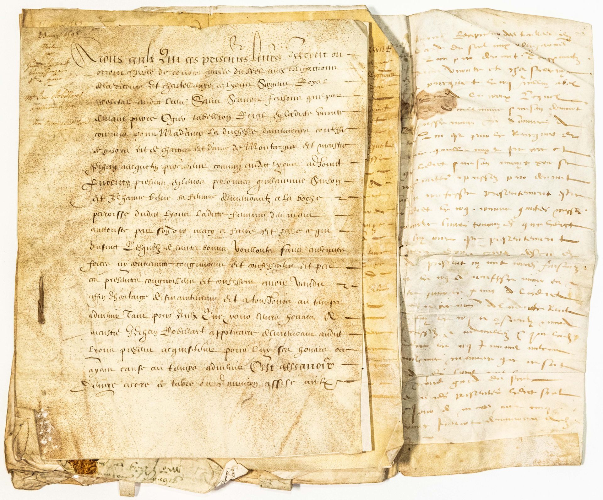 Null EURE。LYONS-LA-FORÊT的子爵区和村庄。1583年、1584年和1598年的3张羊皮纸捆绑在一起。在里昂出售、租赁遗产，在里昂取得和摊销&hellip;