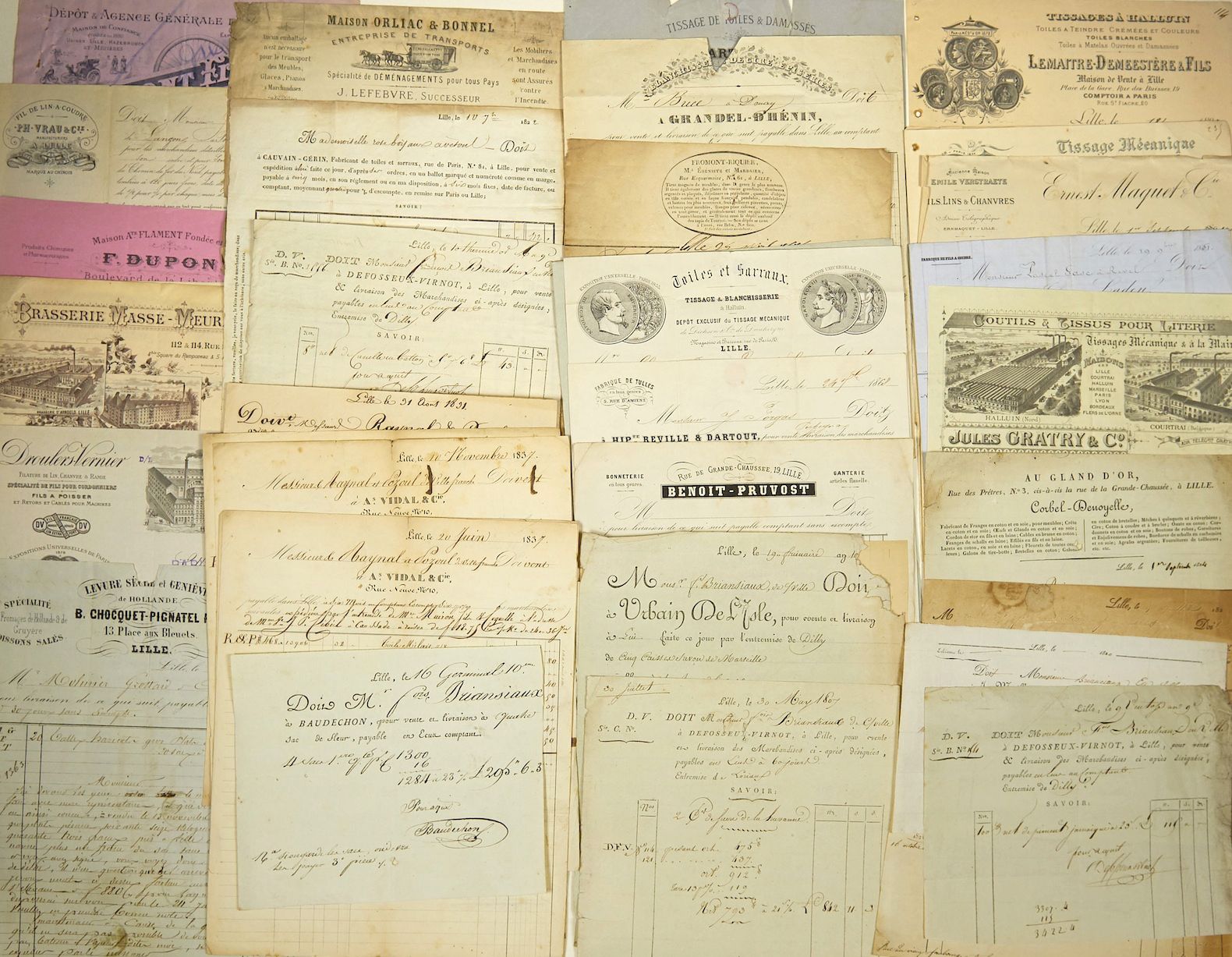 Null 里尔（59）收集了从9年（1801年）到1905年的46张里尔账单，几乎都是不同的，还有6张里尔商人的汇票。一些缺陷。DEFOSSEUX-VIRNOT&hellip;
