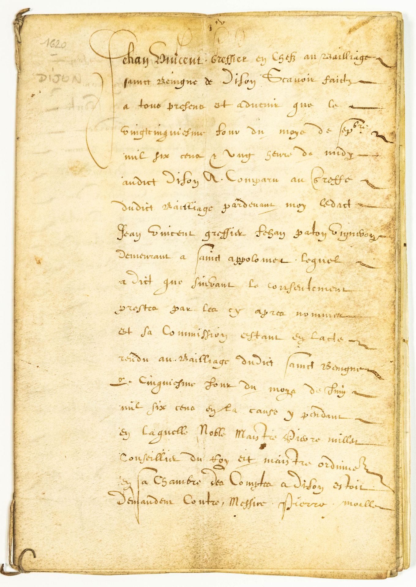 Null CÔTE D'OR. 1620. SAINT BÉNIGNE de DIJON. Cahier parcheminé de 28 pages in-4&hellip;