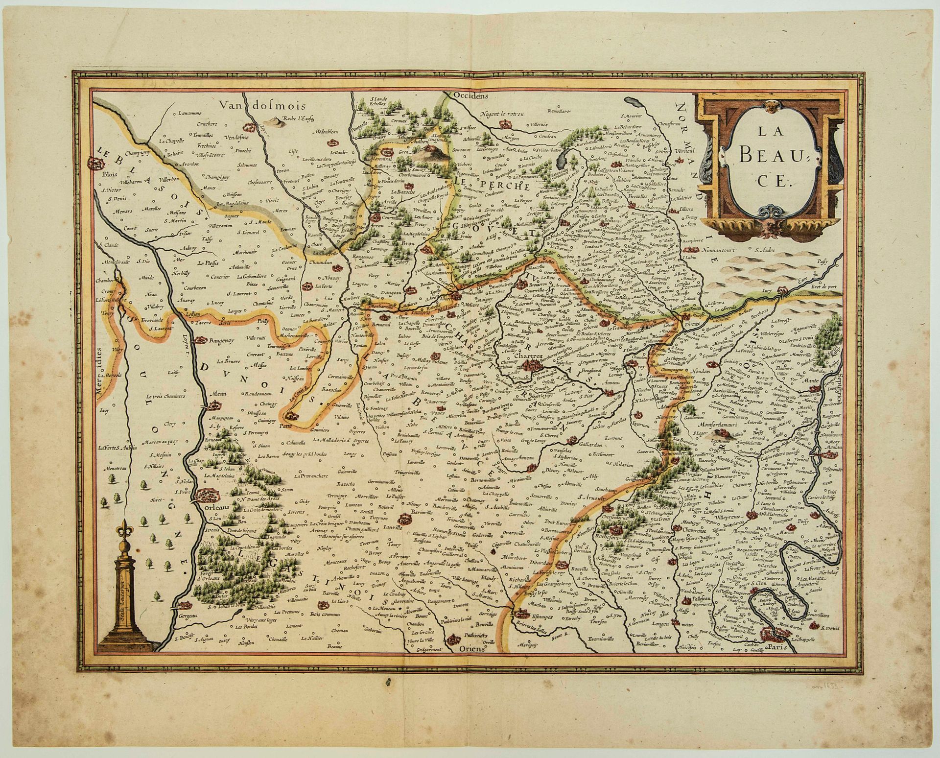 Null CARTE XVIIe: «LA BEAUCE» c. 1633. (Orléans, Chartres, Etampes, Rochefort, P&hellip;
