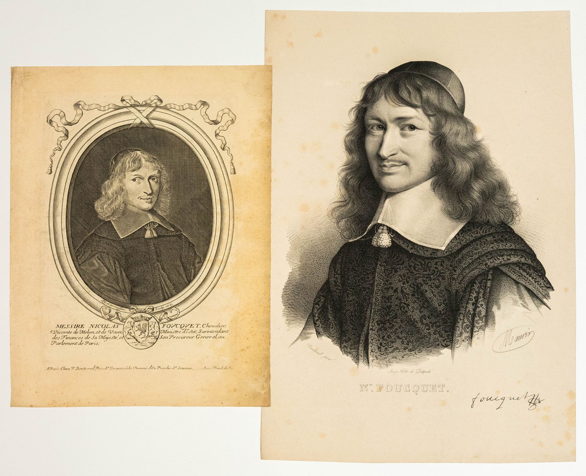Null 尼古拉-富凯，骑士，梅伦和沃克斯子爵，国务大臣，财政总监（巴黎1615-皮涅罗1680）。2幅版画：Larmessin于1663年在Bertrand,&hellip;