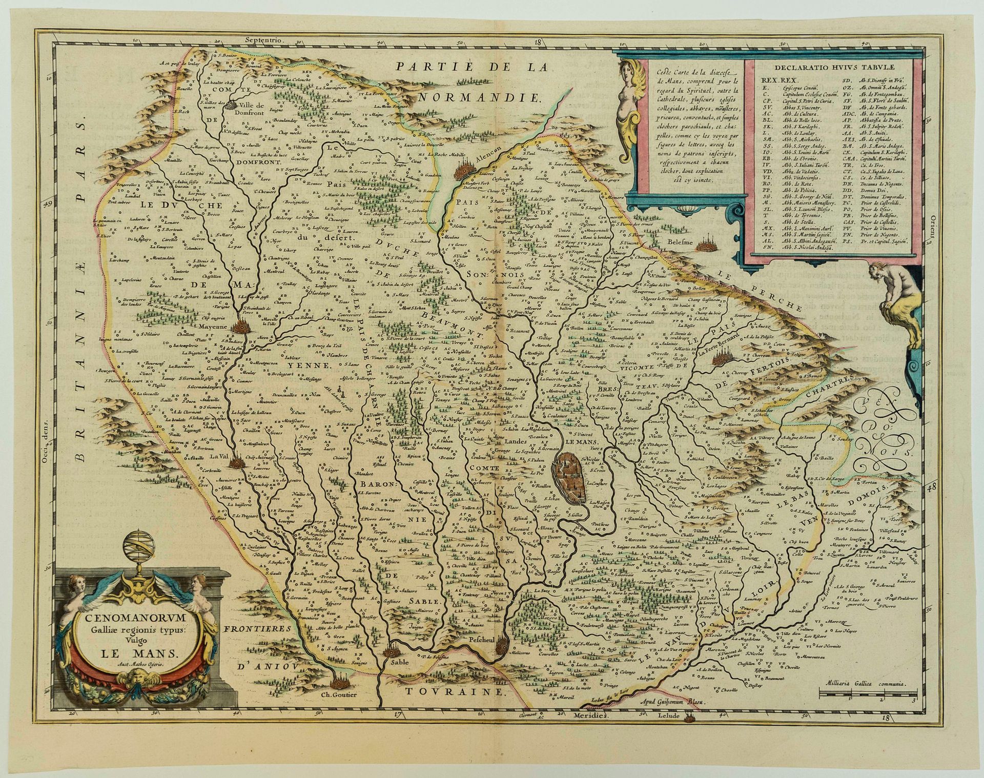 Null XVII MAPPA della diocesi di LE MANS. (SARTHE e MAYENNE): "Cenomanorum Galli&hellip;