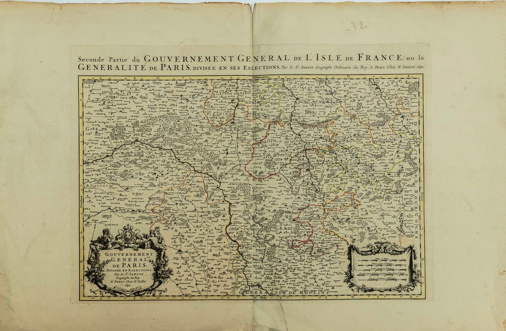 Null CARTE de 1692: «Seconde partie du Gouvernement général de L'ISLE DE FRANCE &hellip;