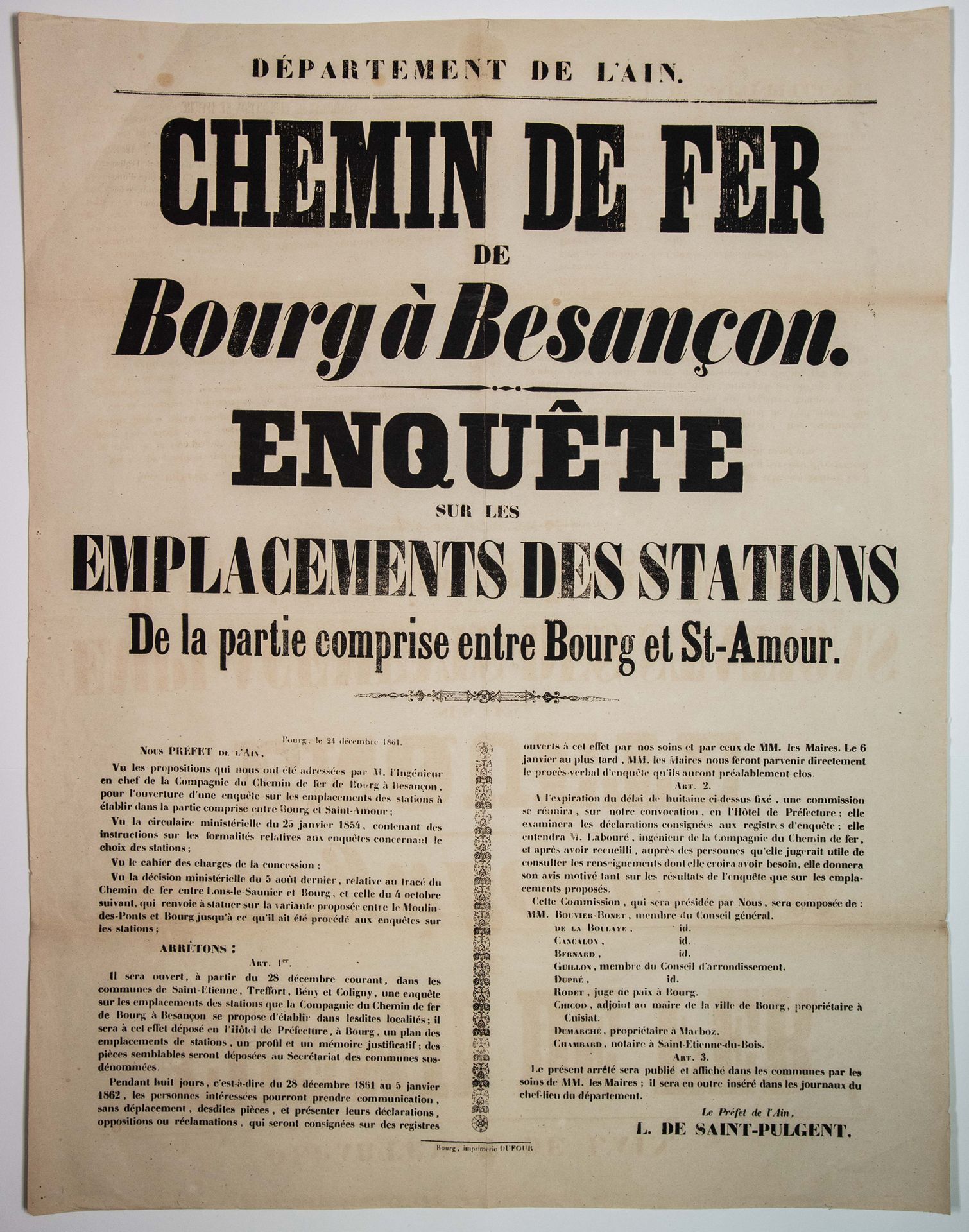 Null AIN。JURA。DOUBS。Creation of the "CHEMIN DE FER de BOURG à BESANÇON.对BOURG和ST&hellip;