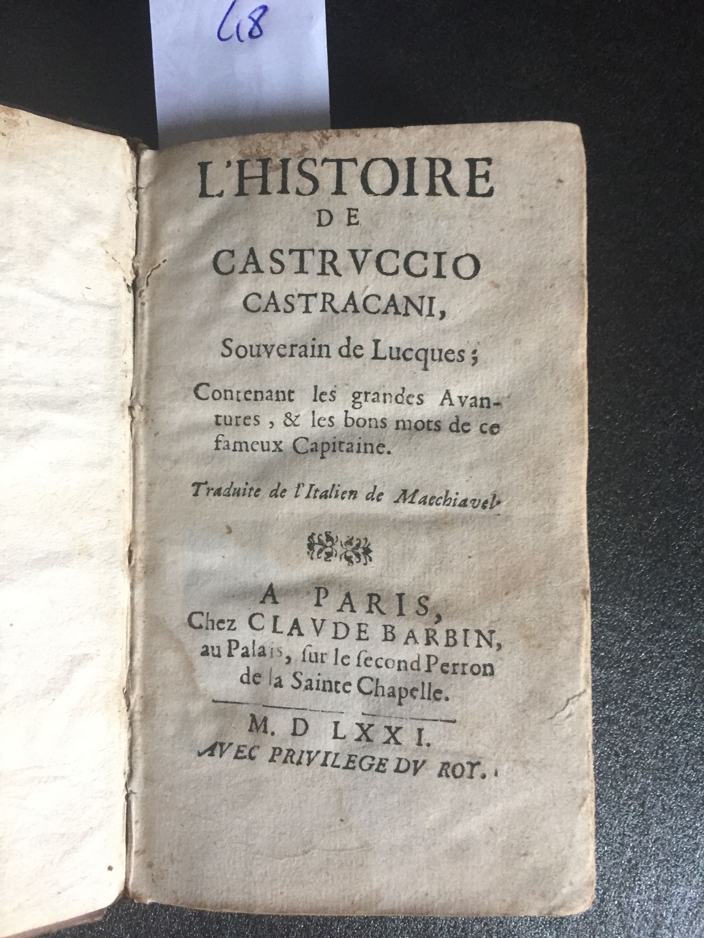 Null MACCHIAVEL: La storia di Castruccio Castracani, governatore di Lucca; conte&hellip;