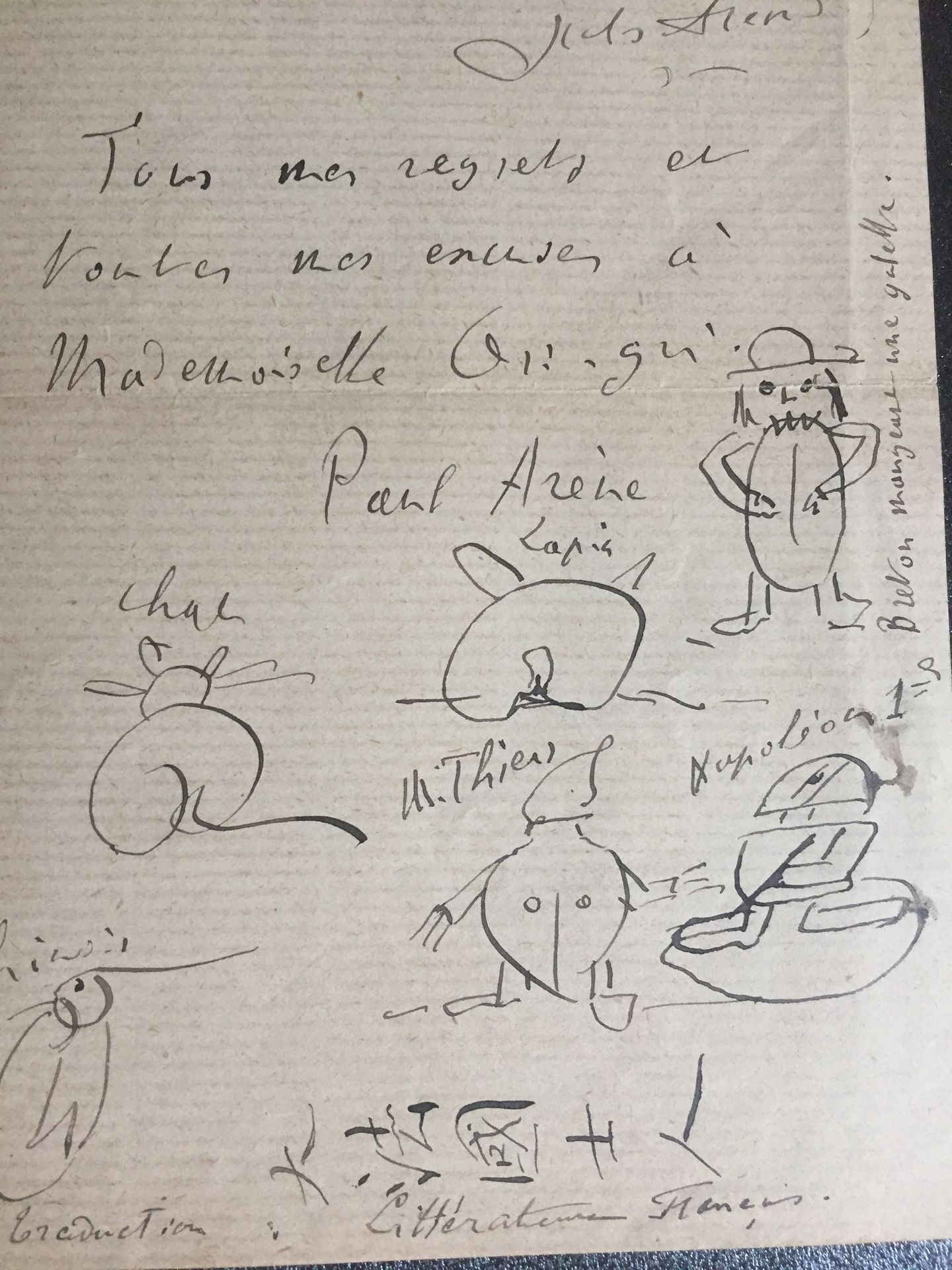 Null ARENE (Paul) 普罗旺斯诗人和法国作家（1843-1896）未注明日期的LAS，3页8开：朱尔斯-阿兰写给拉丰医生的美丽信件，他为错过的约会&hellip;