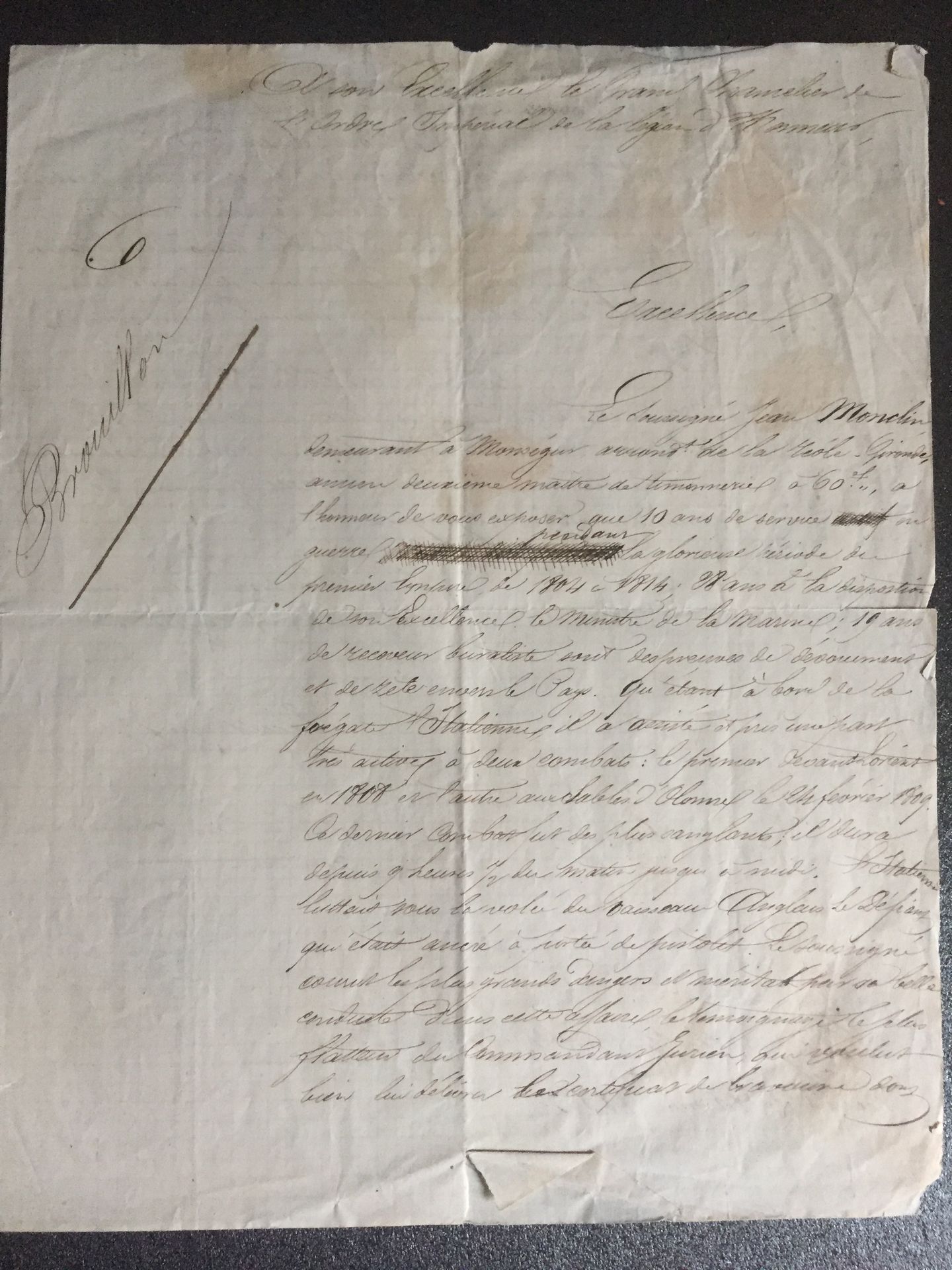 Null [LEGION d'HONNEUR] Handwritten letter dated 1869: request for a decoration &hellip;