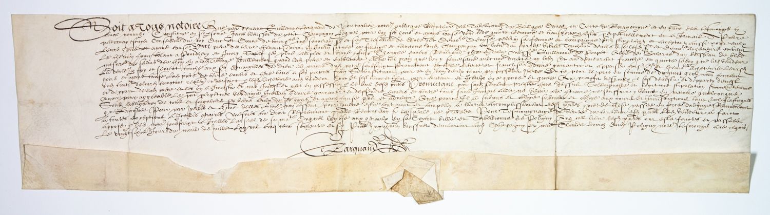 Null DOUBS. JURA. 1567. Devant Guillaume LARQUAND de PONTARLIER (25), Notaire pu&hellip;