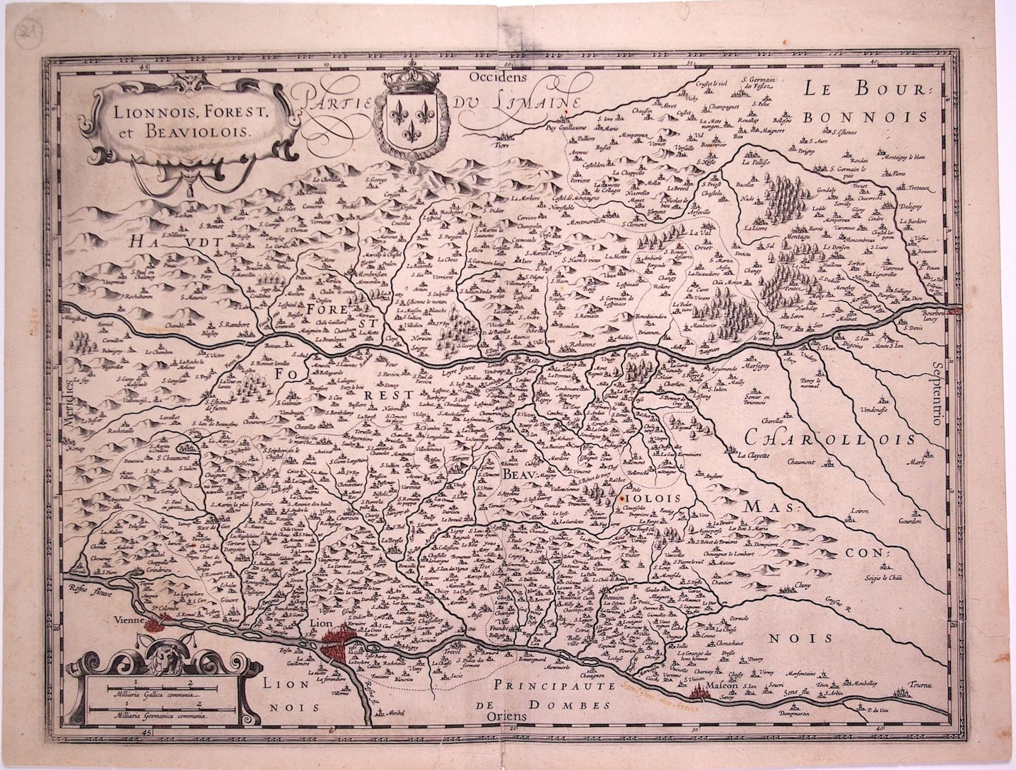 Null Carte XVIIe s. : LYONNAIS, FOREST, BEAUJOLAIS « Lionnois, Forest et Beaujol&hellip;